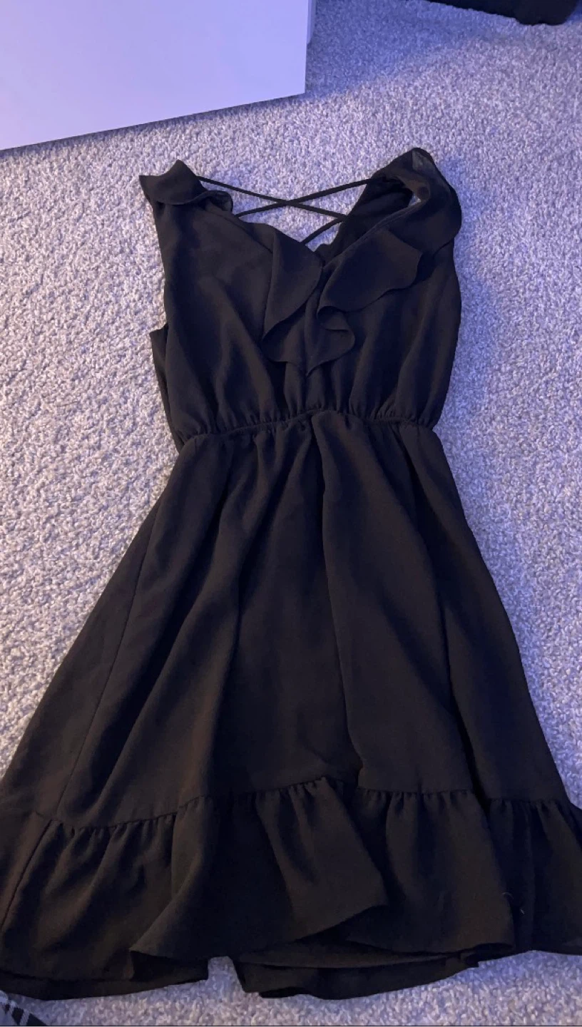 Black Ruffle Halter Dress