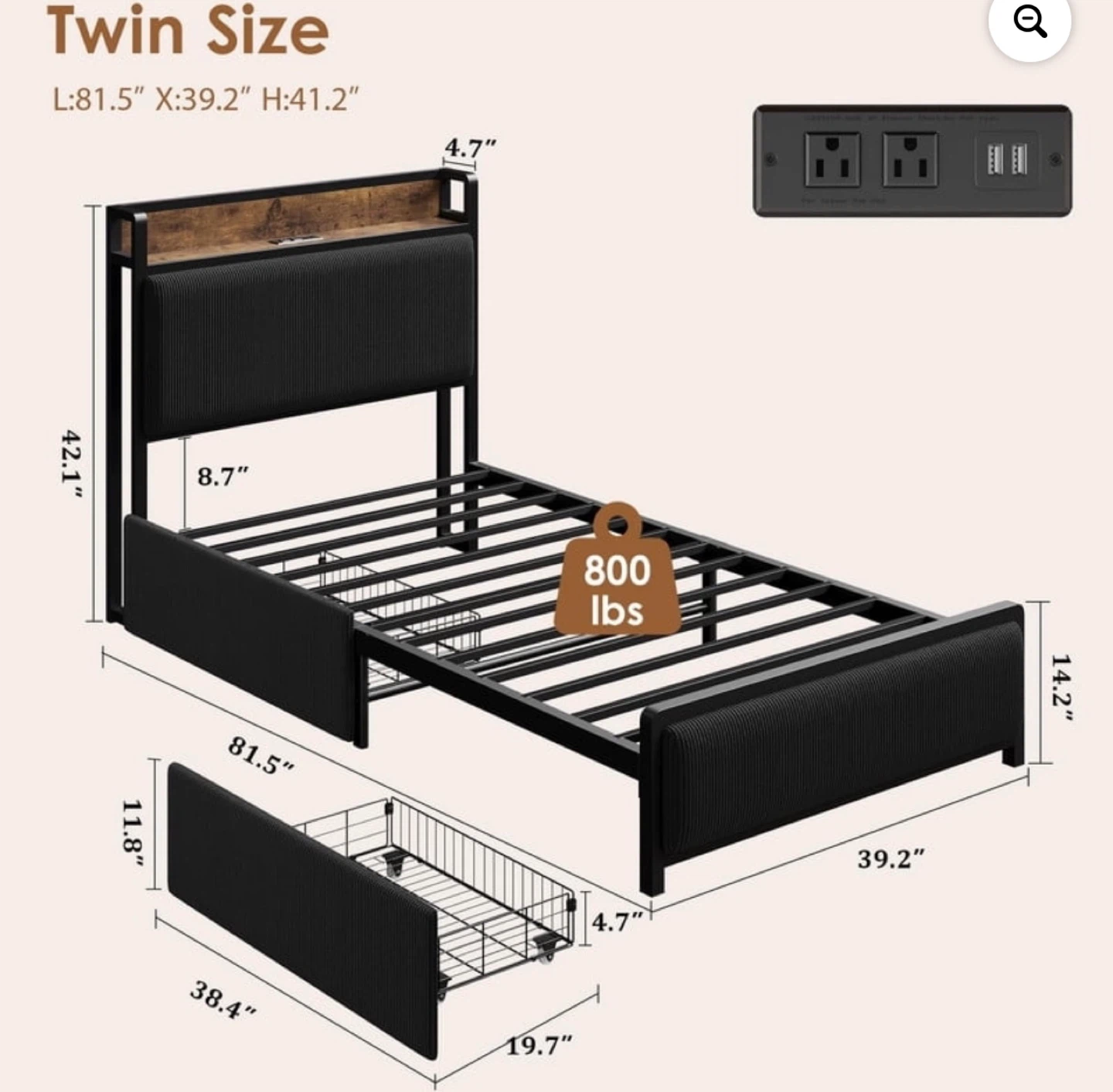 Twin Size Bed Frame with twin size mattress - photo 3