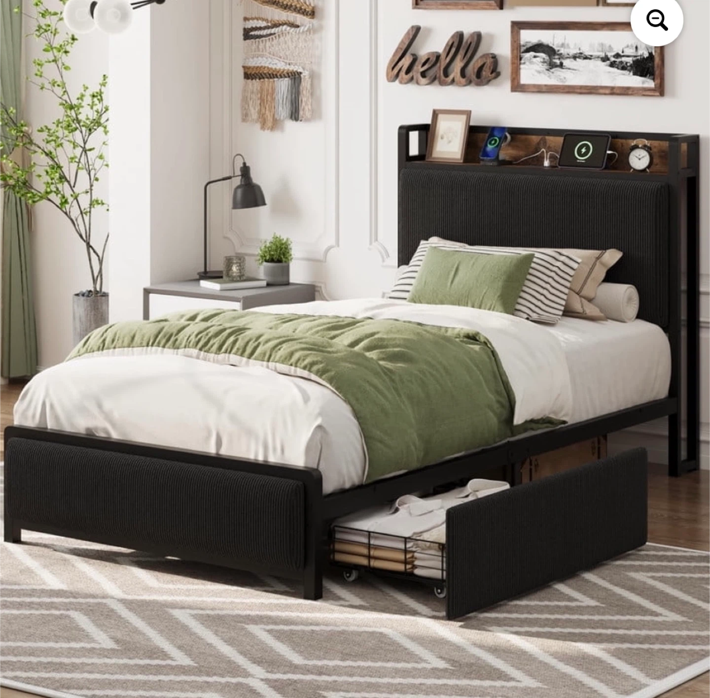 Twin Size Bed Frame with twin size mattress