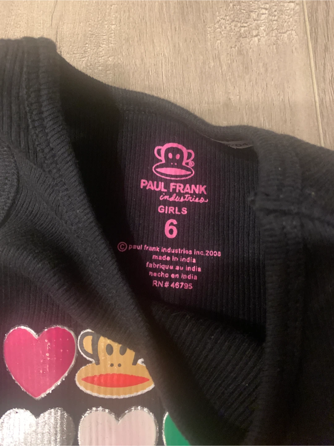 🏆 Paul Frank Girls Black Heart Print Tank Top Size 6 - photo 5