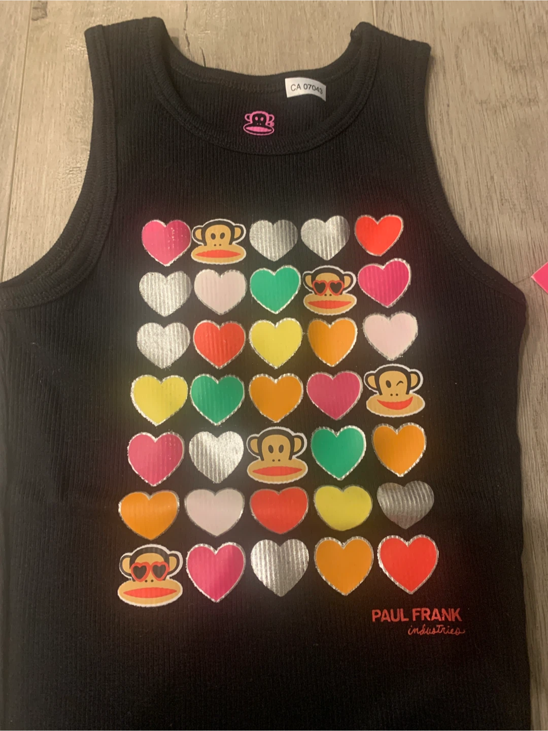 🏆 Paul Frank Girls Black Heart Print Tank Top Size 6 - photo 2