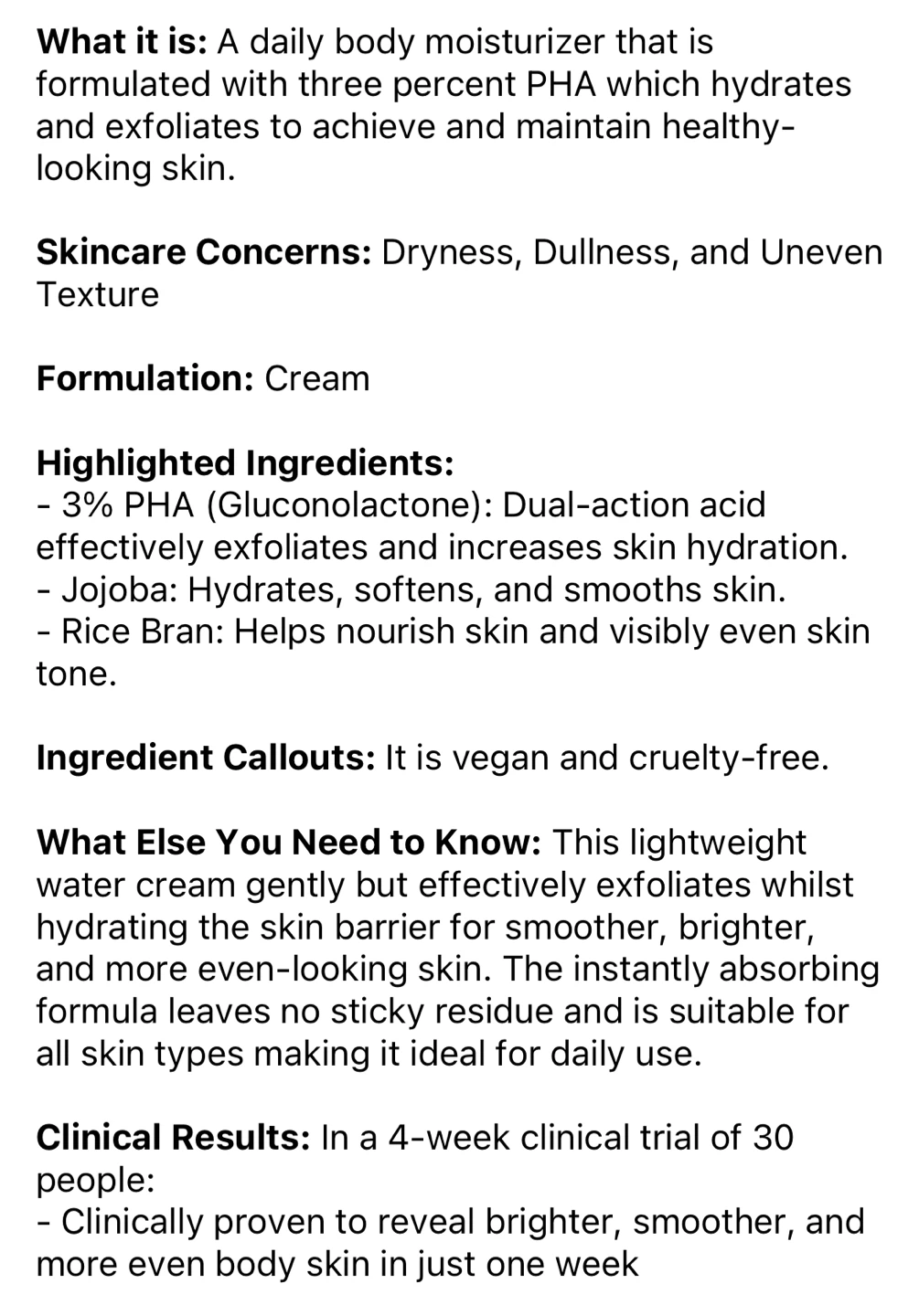 THE INKEY LIST PHA Exfoliating and Hydrating Body Water Cream - photo 5