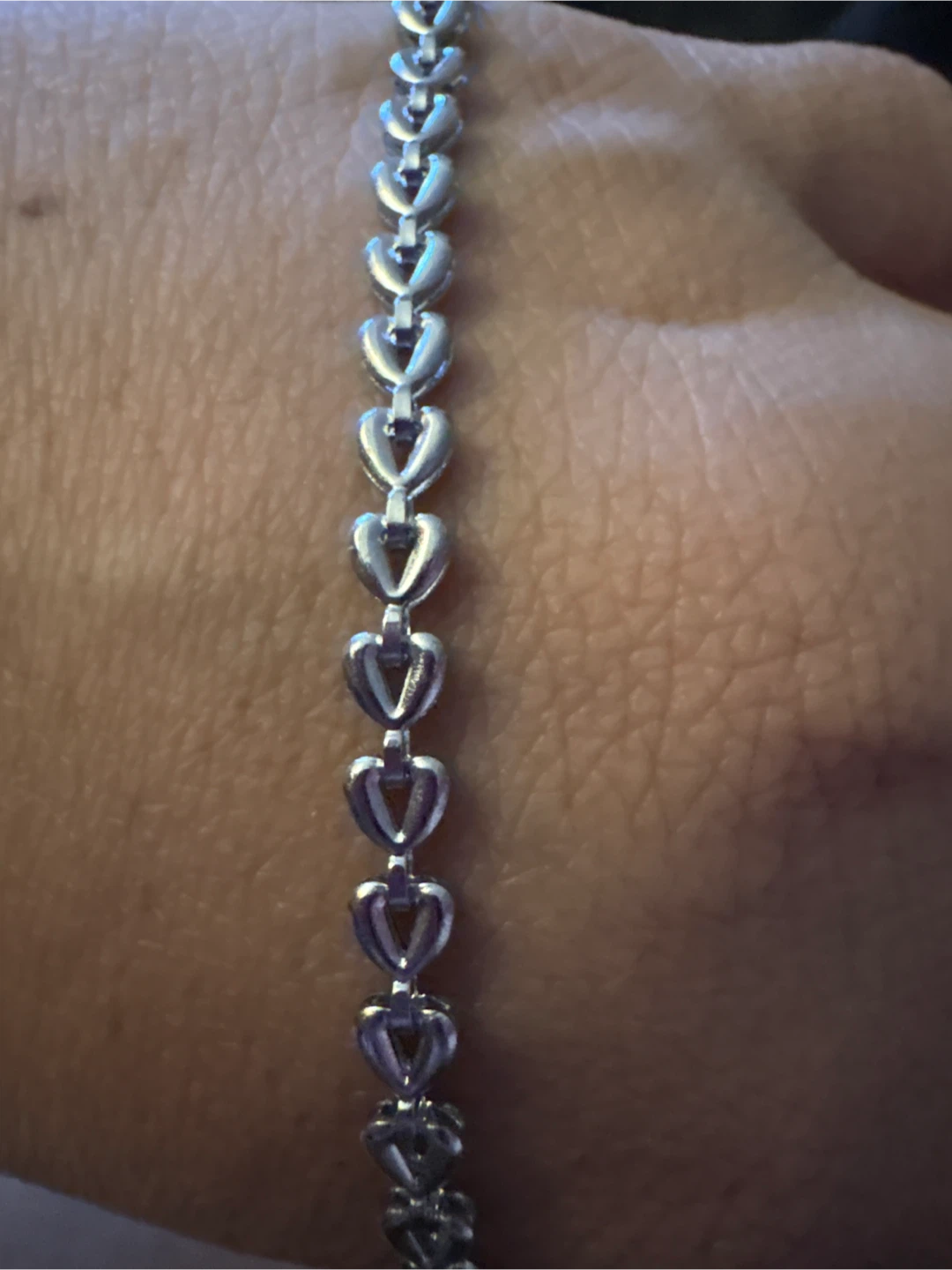 New Silver SS Heart Link Chain Bracelet