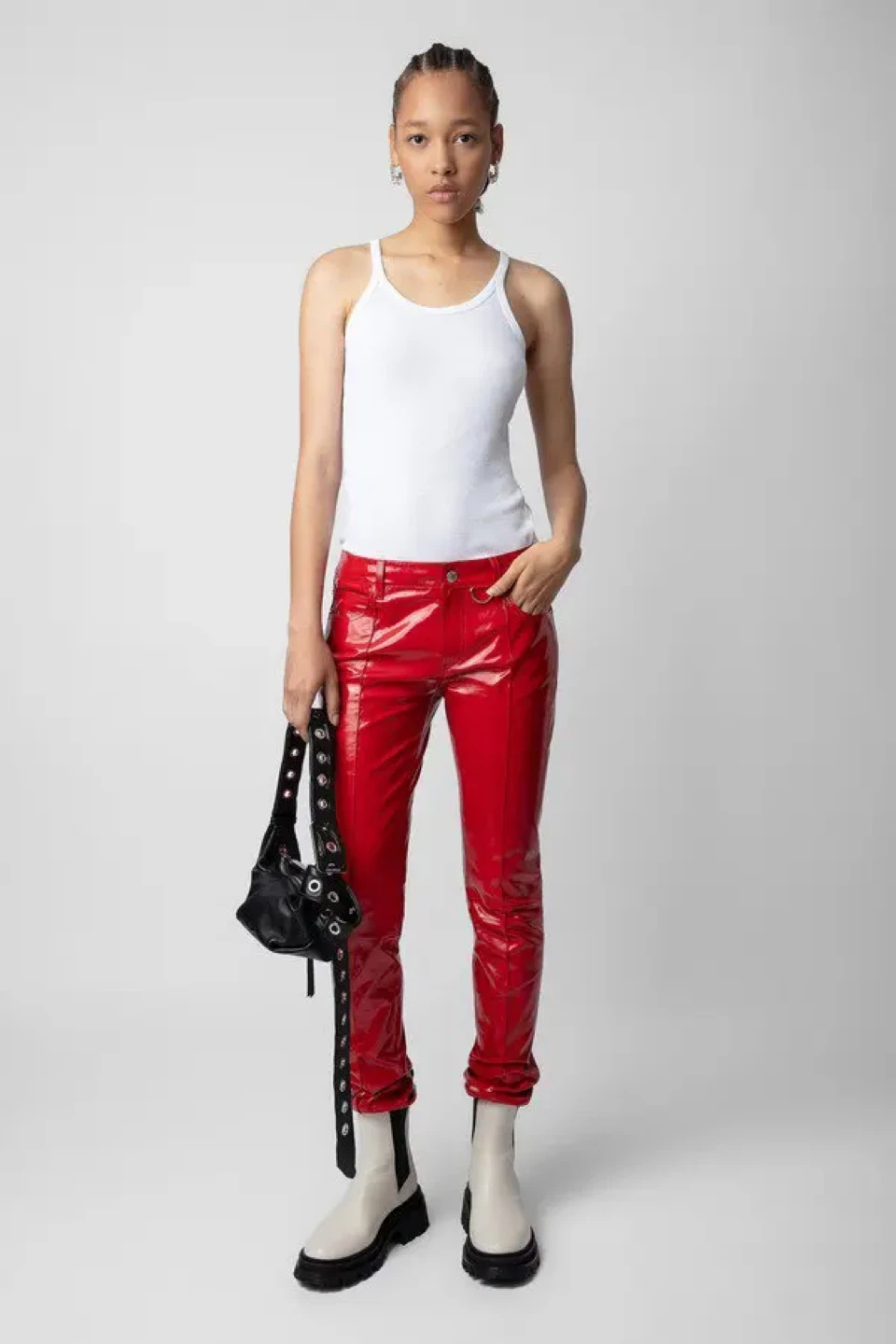 ZADIG&VOLTAIRE peko lambskin vinyl red pants size 34 ( XS)