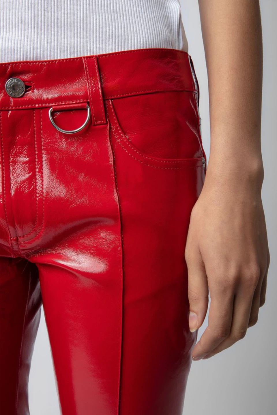 ZADIG&VOLTAIRE peko lambskin vinyl red pants size 34 ( XS) - photo 2