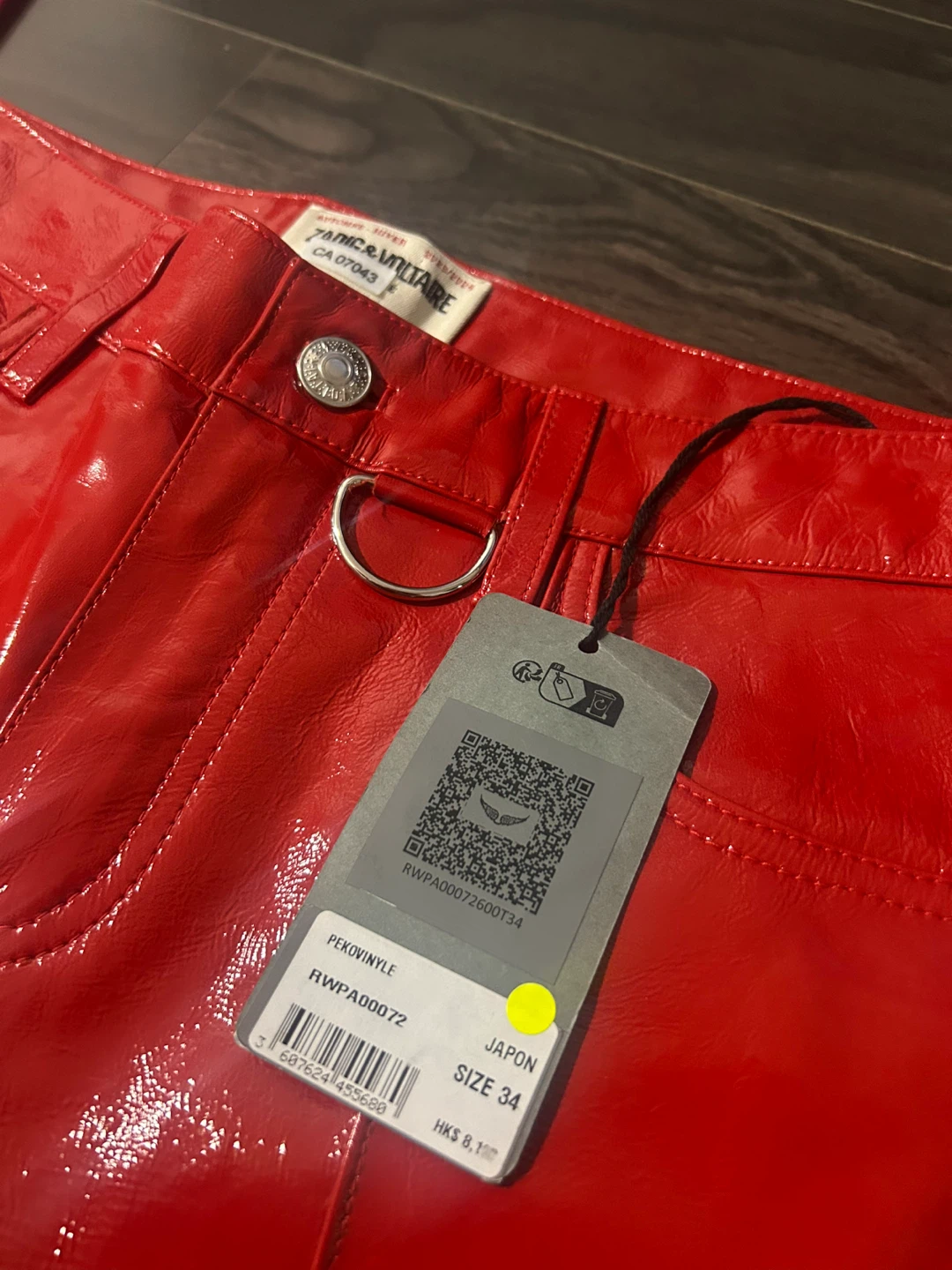 ZADIG&VOLTAIRE peko lambskin vinyl red pants size 34 ( XS) - photo 3
