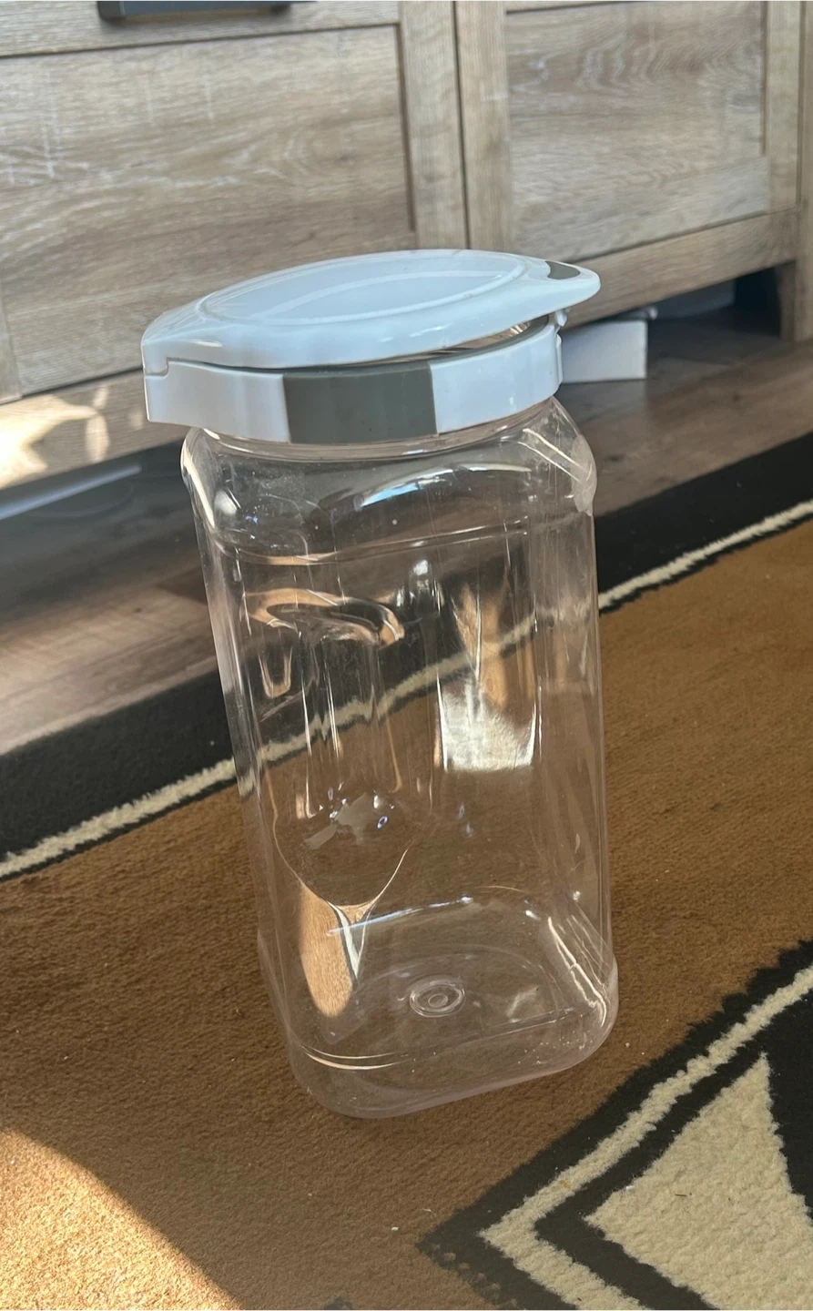 Clear Plastic Storage Container with White Flip-Top Lid