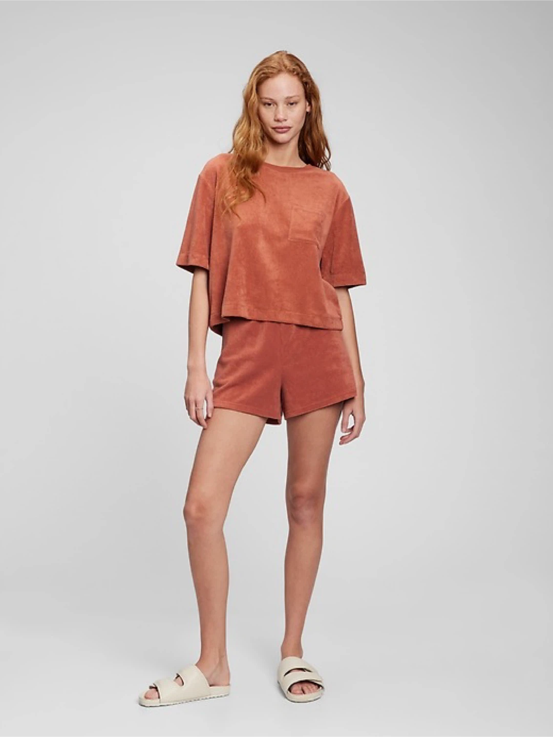 Gap medium Towel Terry Boxy Cropped T-Shirt size medium