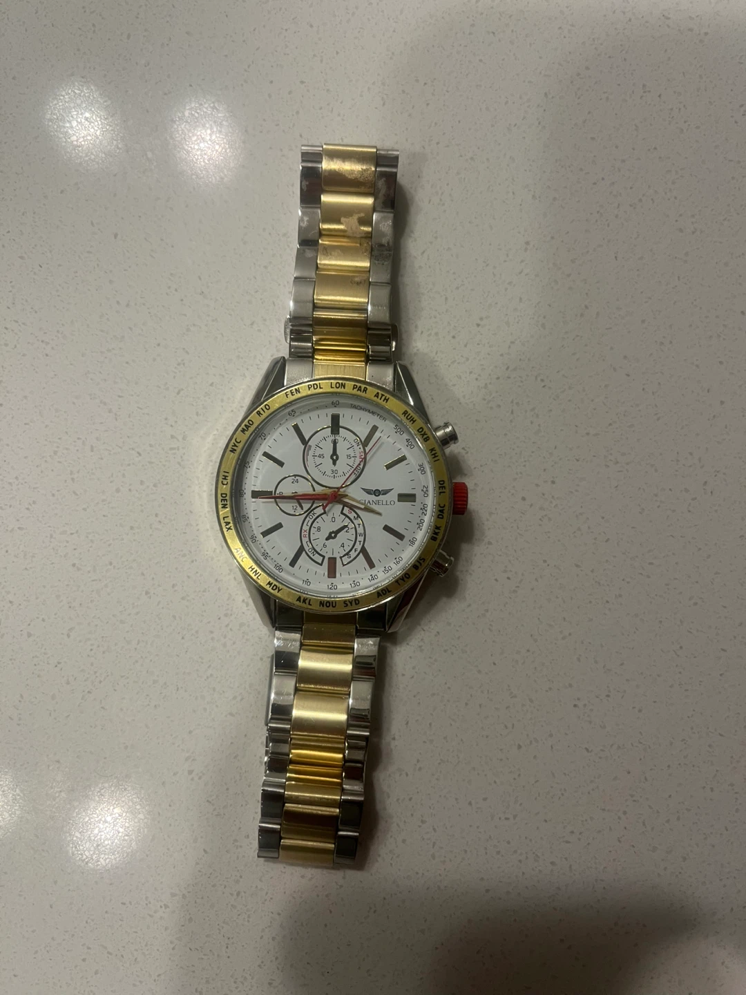 Gianello Stainless Steel and Gold Tone Chronograph Watch