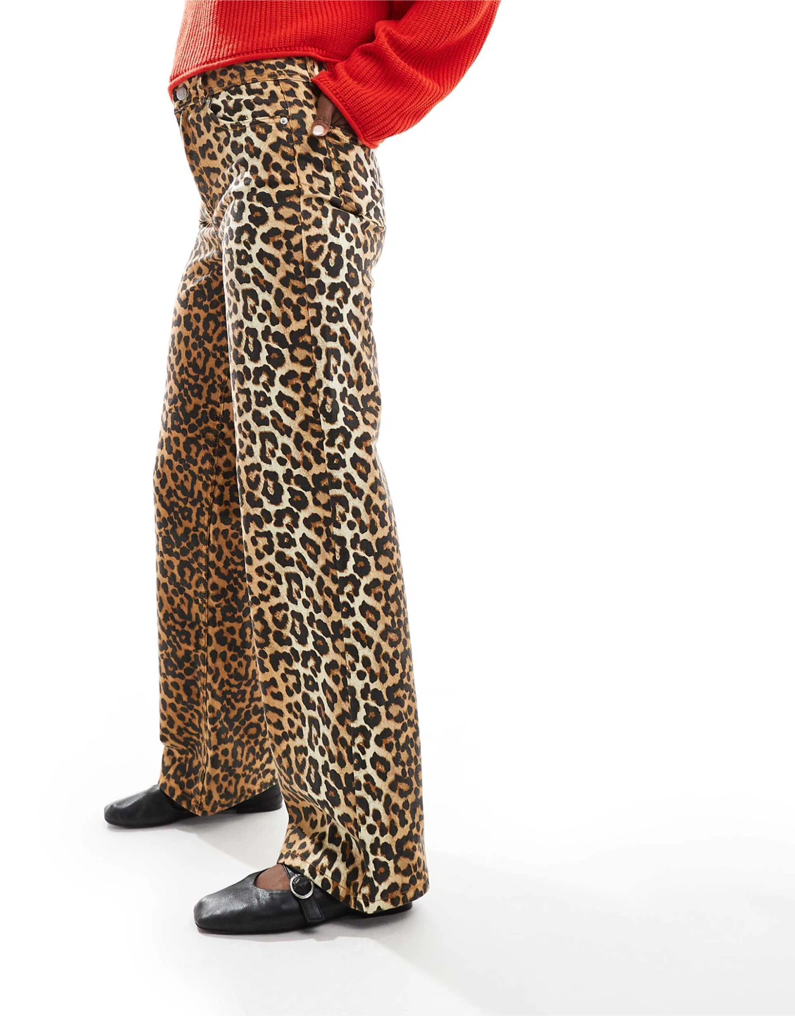 YAS high waist straight leg jeans in leopard print size 27 - photo 4