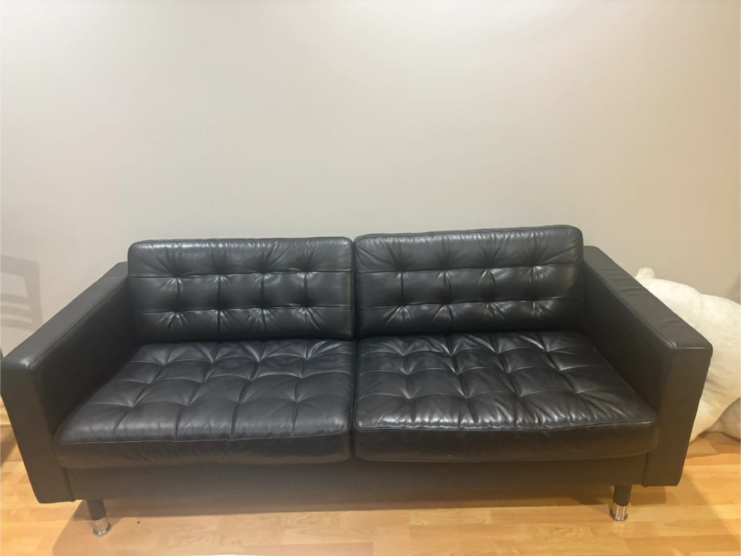 Black Leather Tufted Sofa