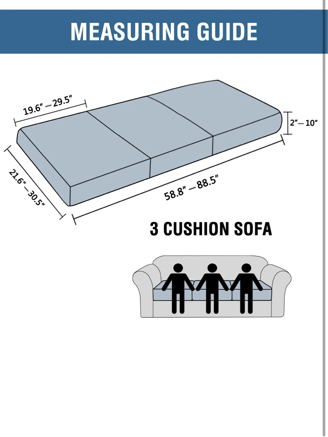 H.VERSAILTEX Super Stretch Seat 3 Cushion Covers Sofa Covers - photo 2