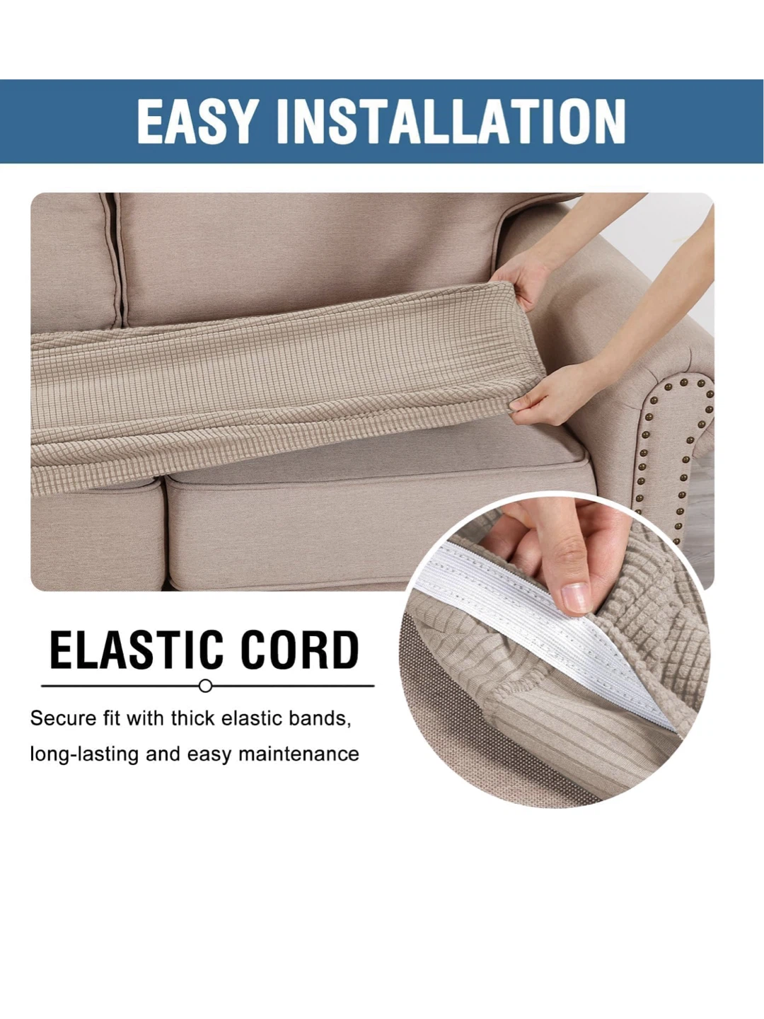 H.VERSAILTEX Super Stretch Seat 3 Cushion Covers Sofa Covers - photo 5