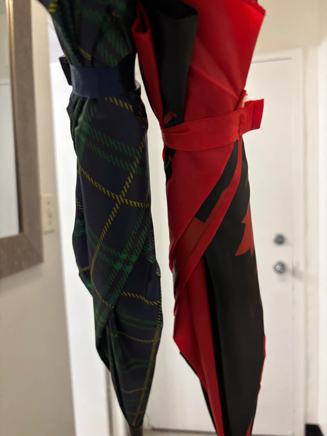 Two Umbrellas: Canadian Maple Leaf & Plaid