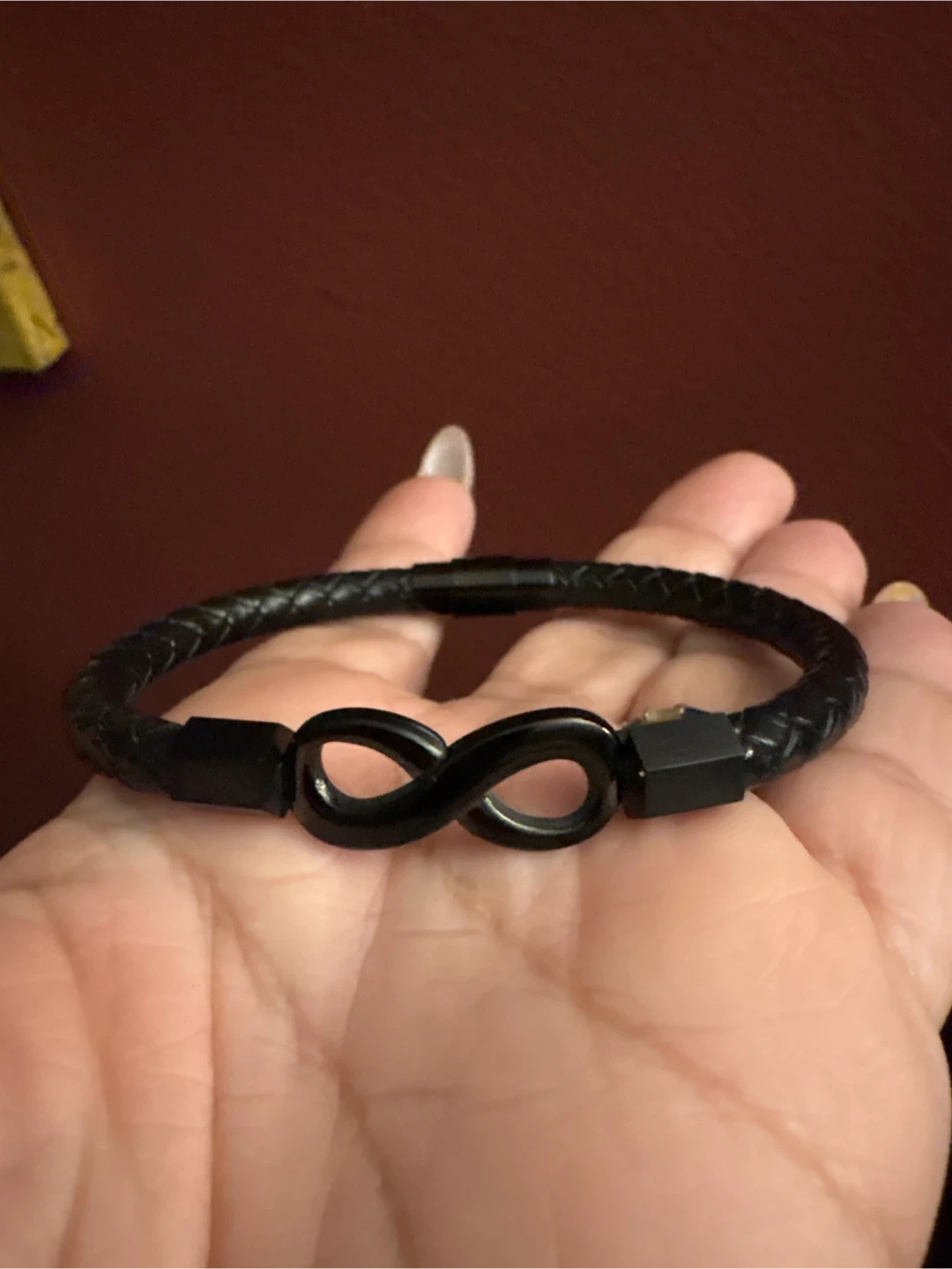 New Genuine Black Leather Infinity Bracelet 🏆 - photo 2