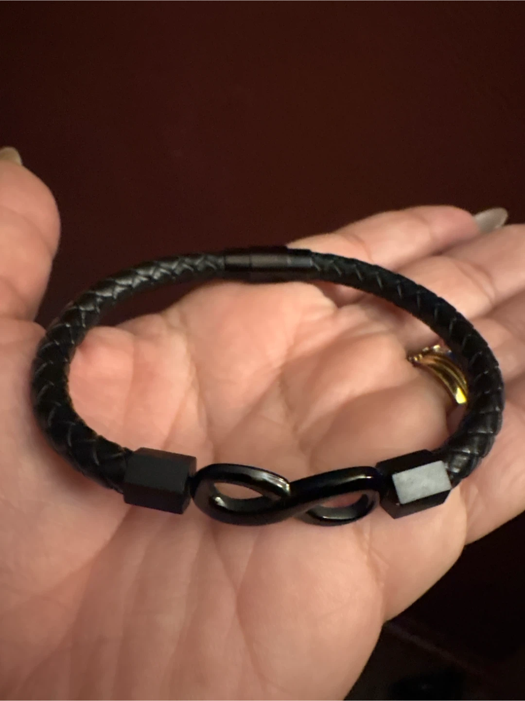 New Genuine Black Leather Infinity Bracelet 🏆 - photo 4