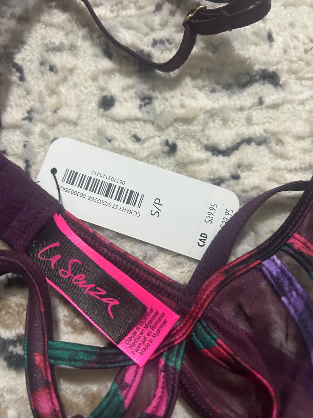LASENZA sheer purple floral bralette size small - photo 3