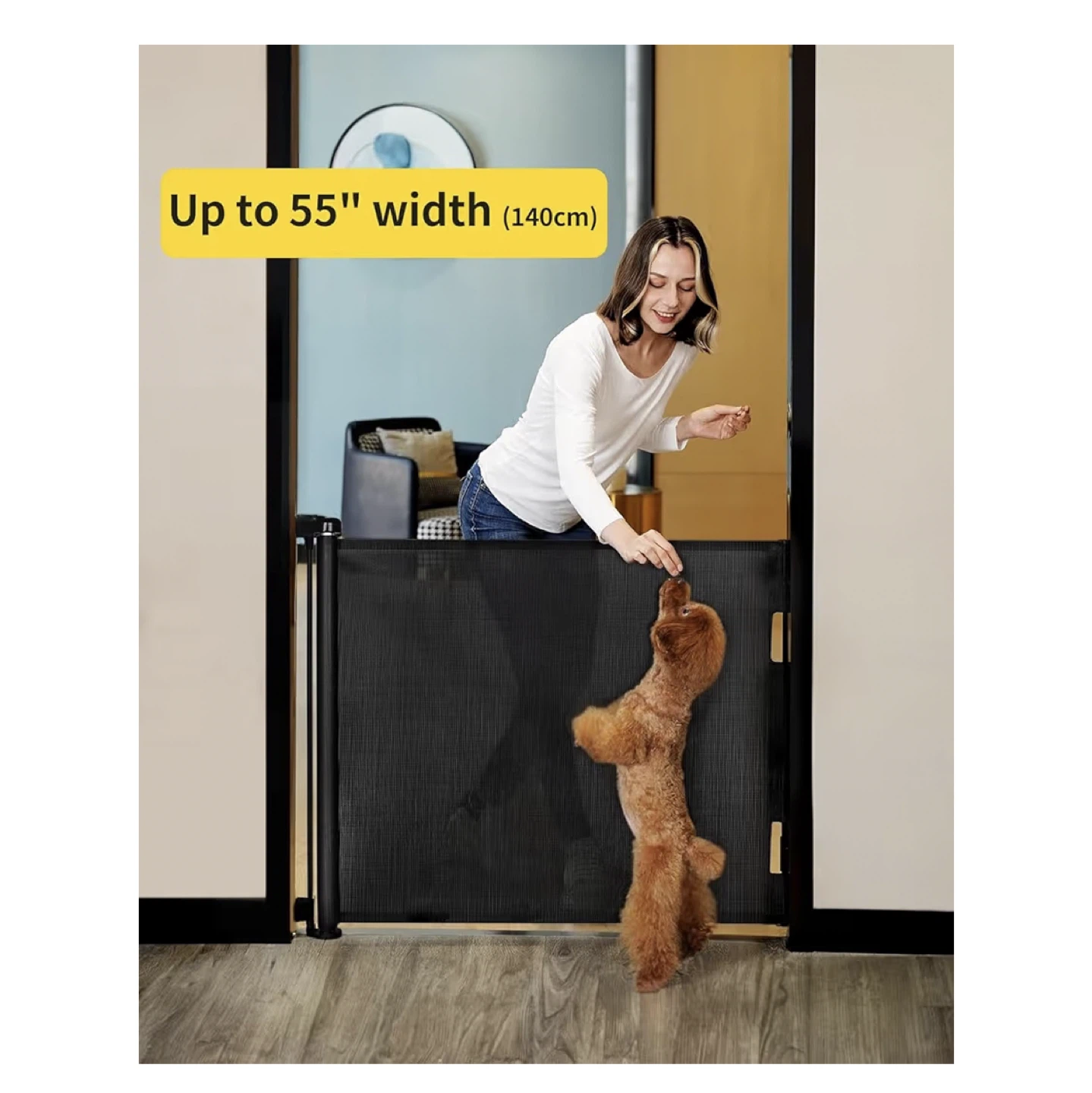Black Retractable Pet Gate - Up to 55" Width - photo 2