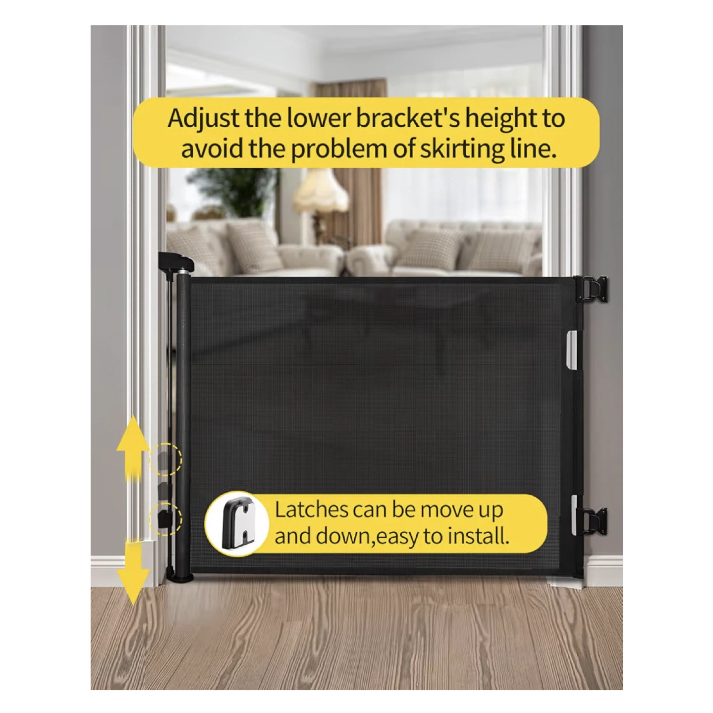 Black Retractable Pet Gate - Up to 55" Width - photo 3