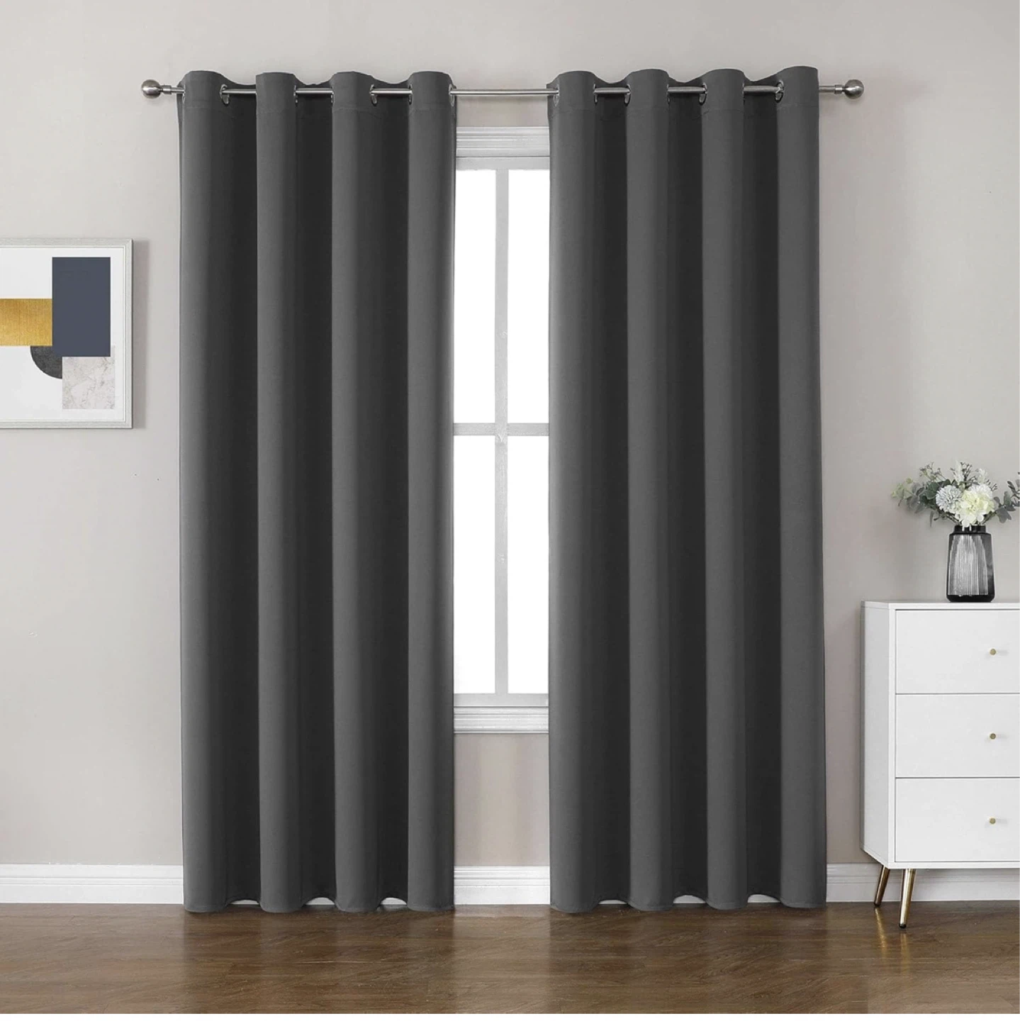 CUCRAF Dark Gray Blackout Curtains for Bedroom