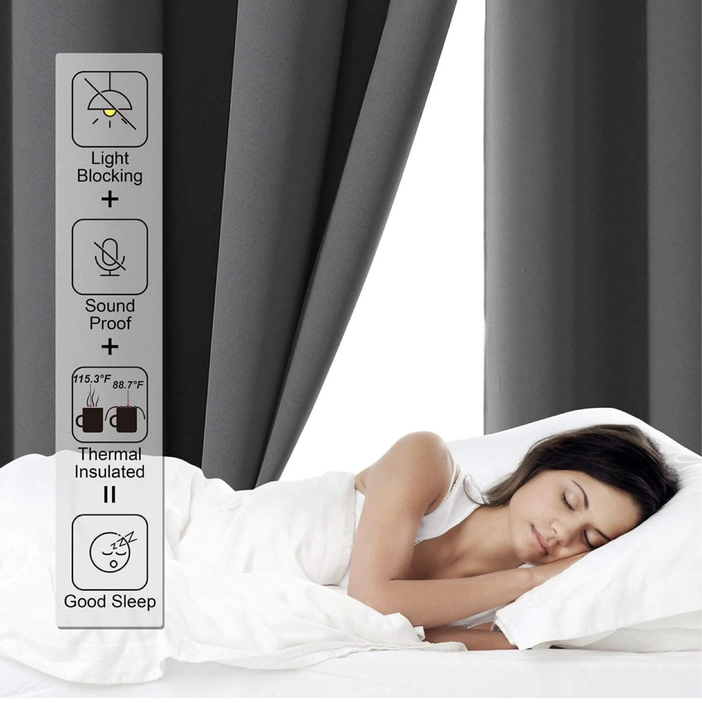 CUCRAF Dark Gray Blackout Curtains for Bedroom - photo 2