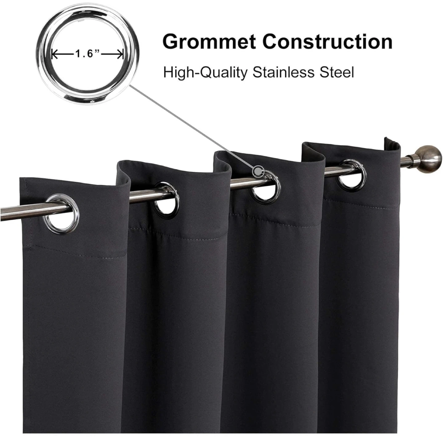 CUCRAF Dark Gray Blackout Curtains for Bedroom - photo 3