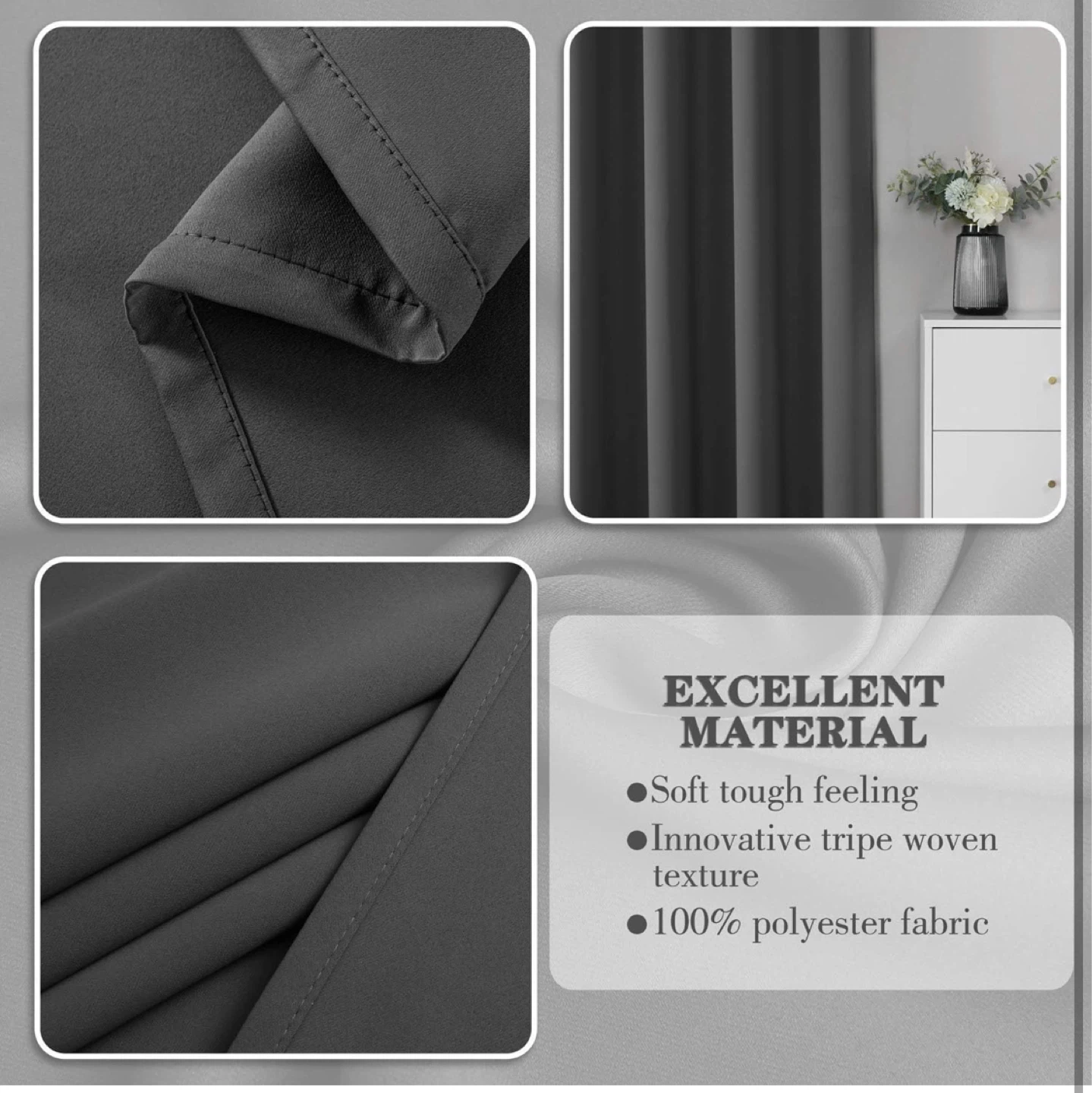 CUCRAF Dark Gray Blackout Curtains for Bedroom - photo 4
