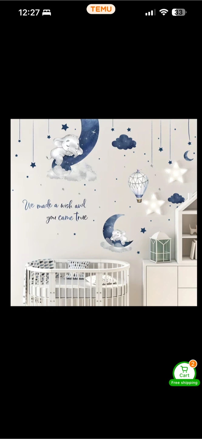 Elephant and Moon Wall stickers  🏆