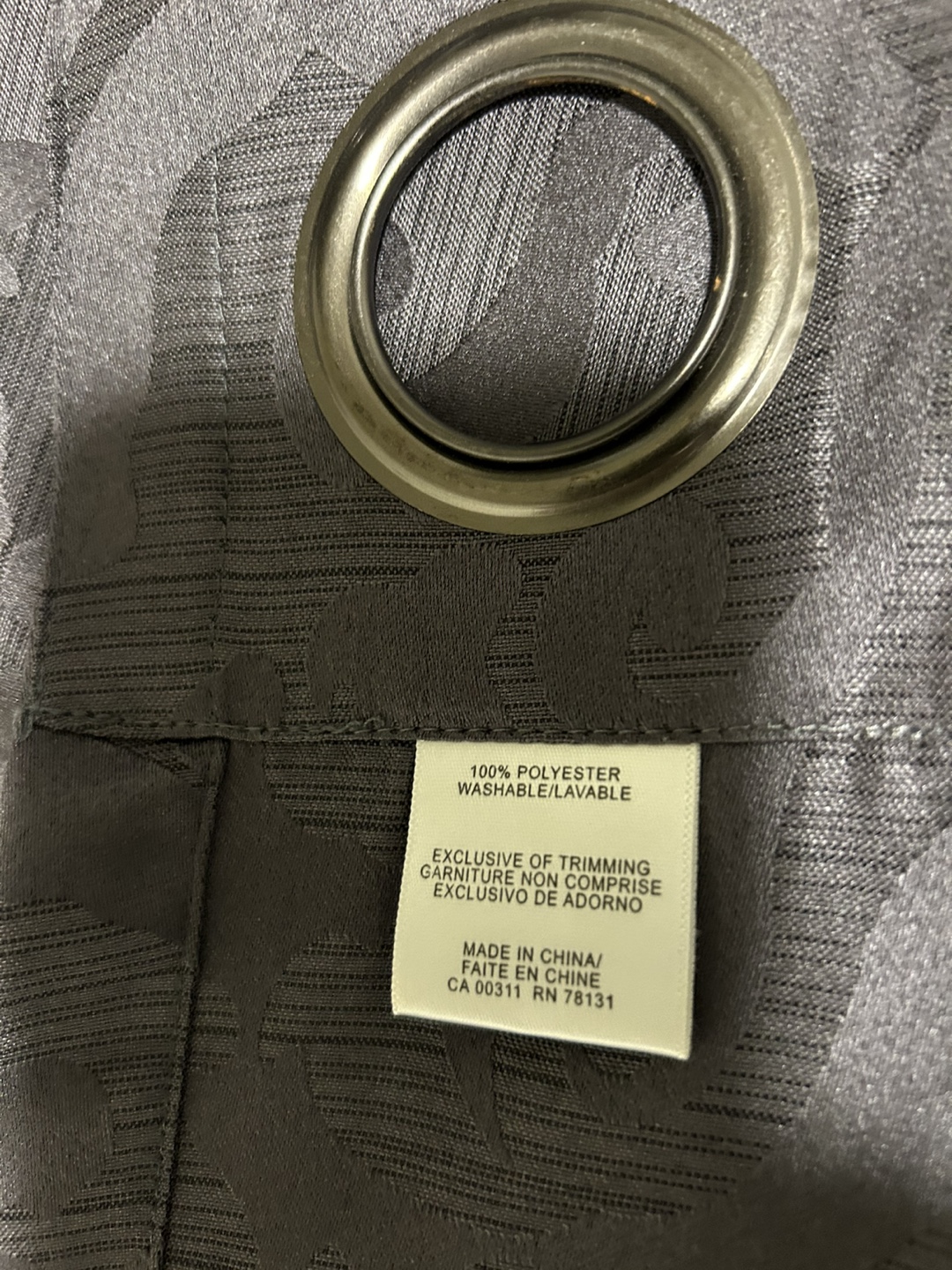Grey Patterned Grommet Curtains (100% Polyester) - photo 3