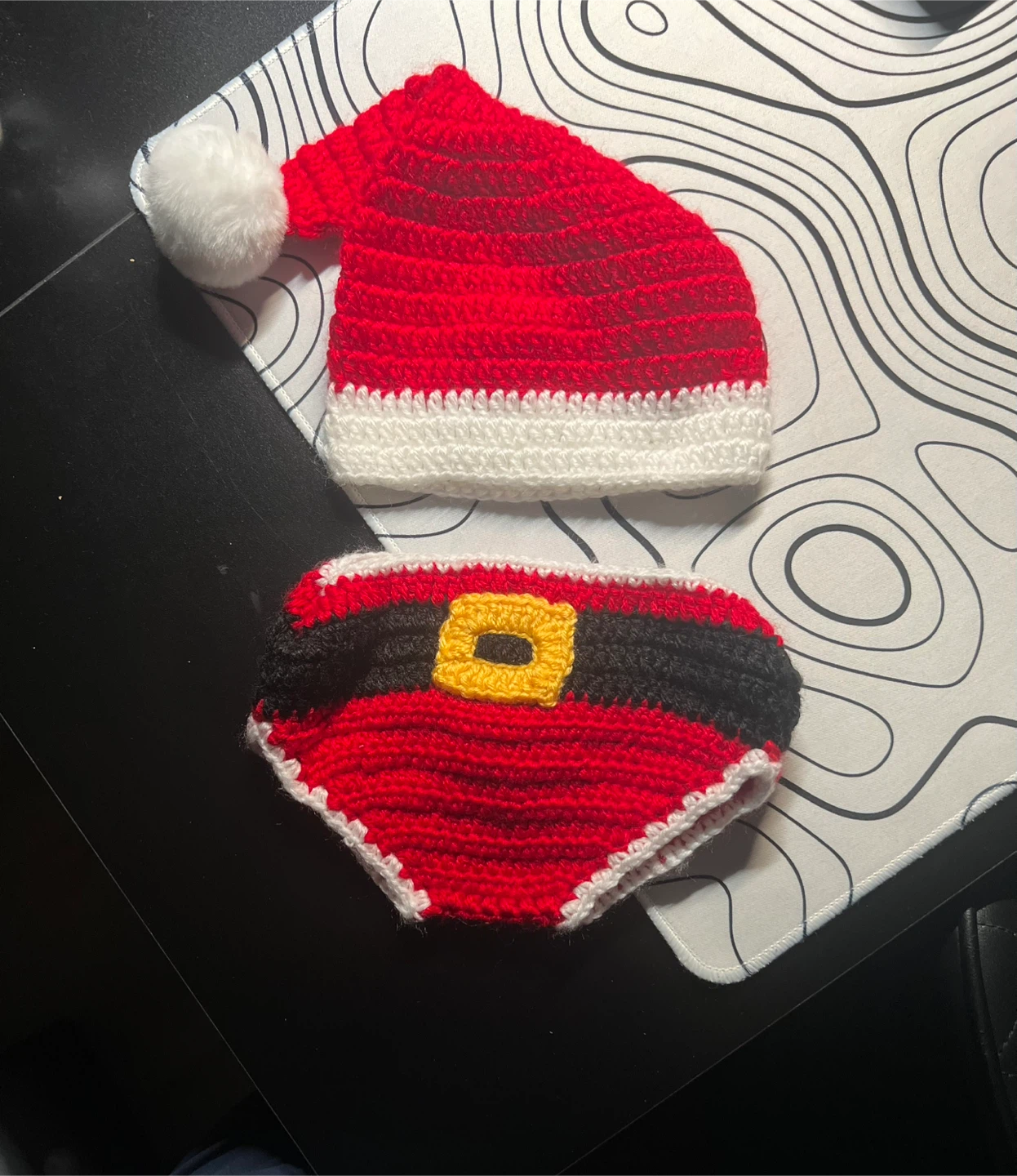 Crocheted Santa Hat and Diaper Cover Set 🏆
