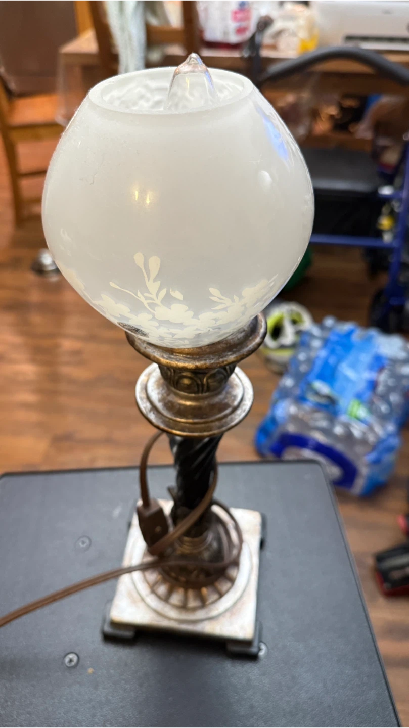 Vintage Table Lamp with Frosted Glass Shade