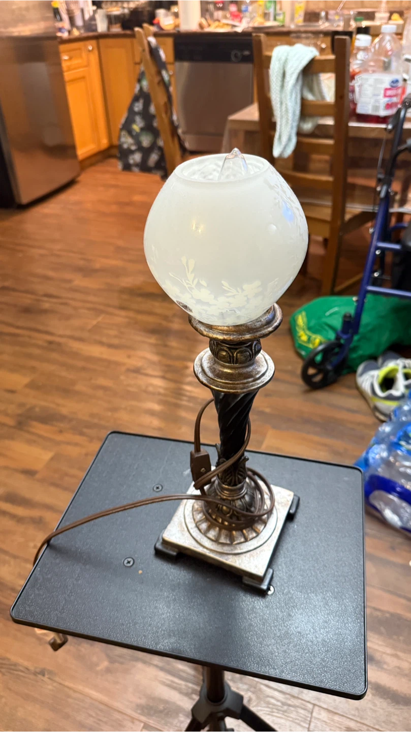 Vintage Table Lamp with Frosted Glass Shade - photo 2