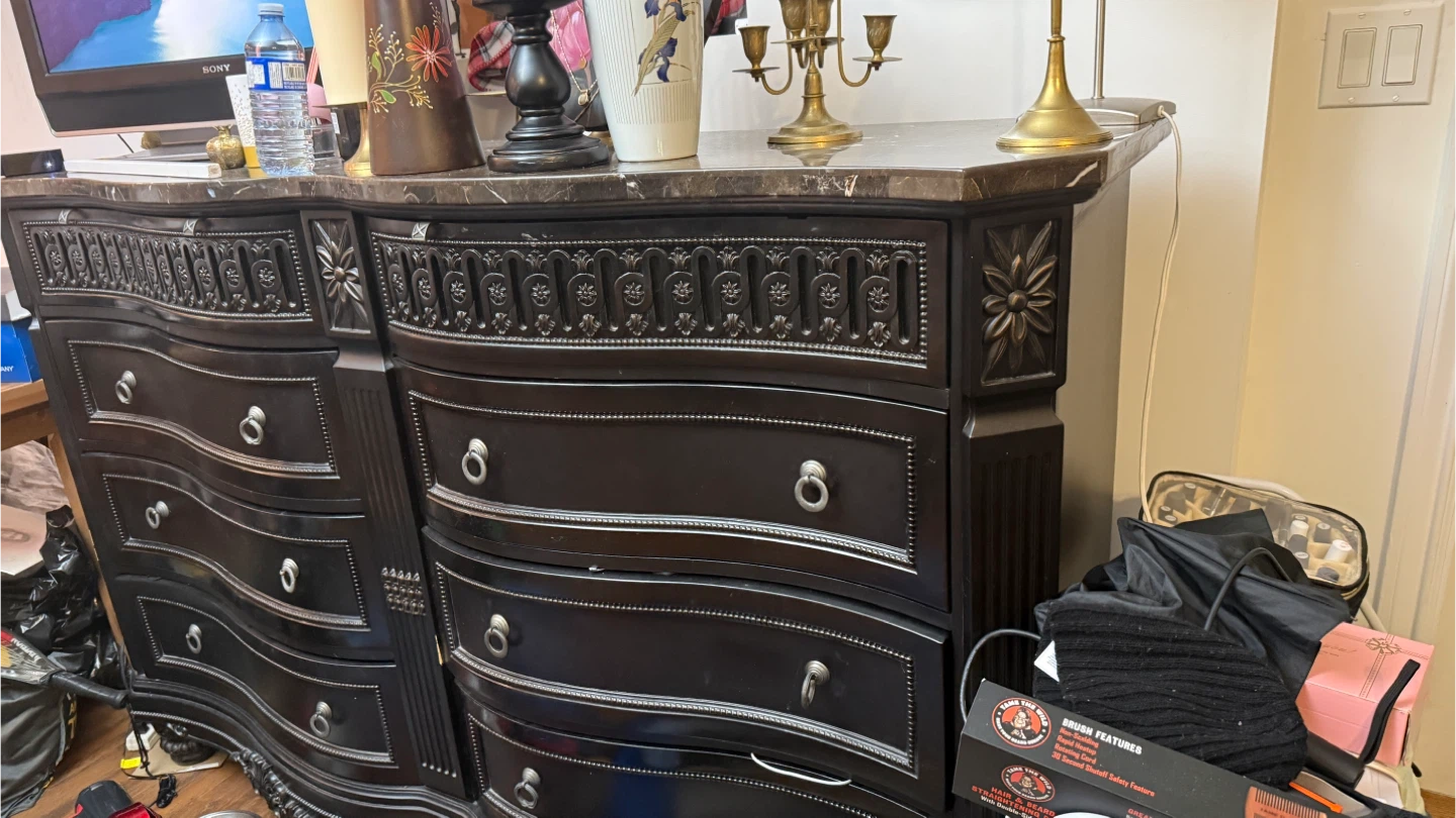 Dark Brown Dresser with Marble Top