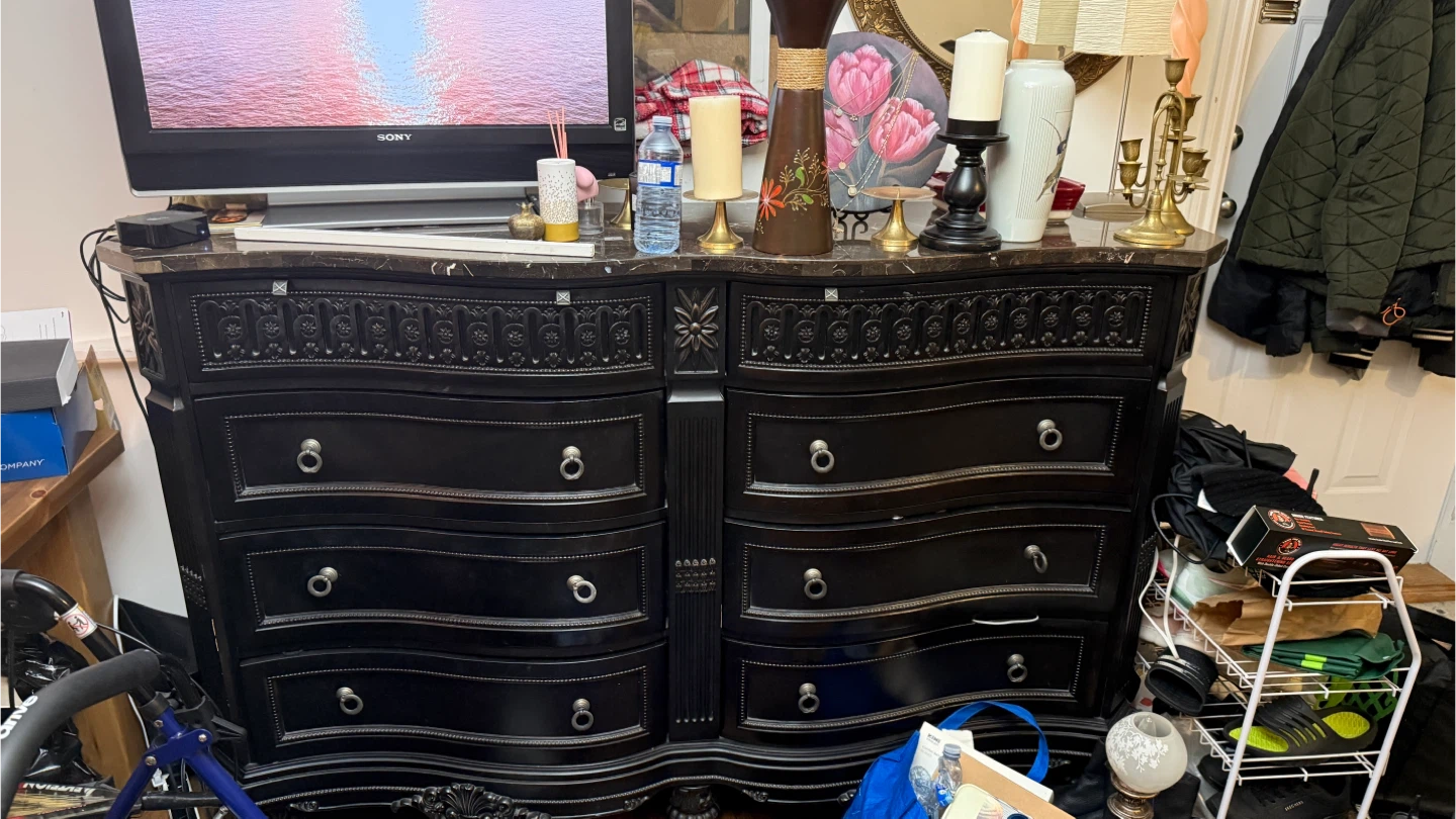 Dark Brown Dresser with Marble Top - photo 3