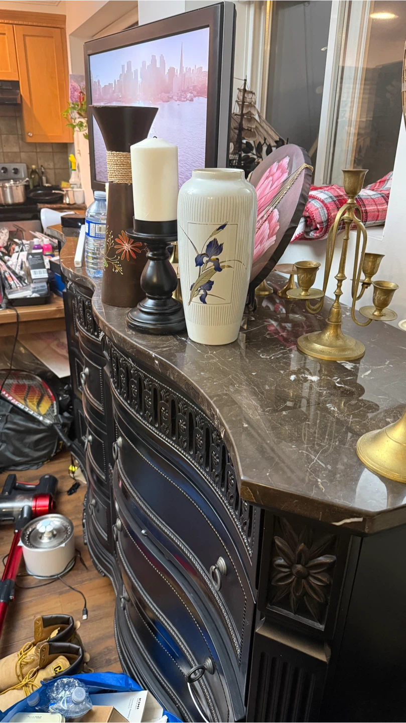 Dark Brown Dresser with Marble Top - photo 2