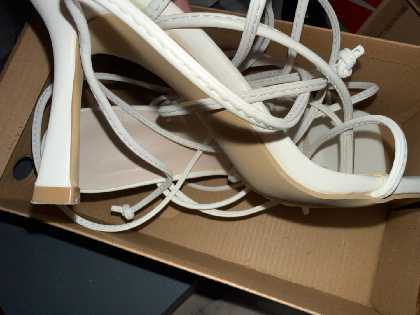 White Strappy Heels - Size 8 - photo 2