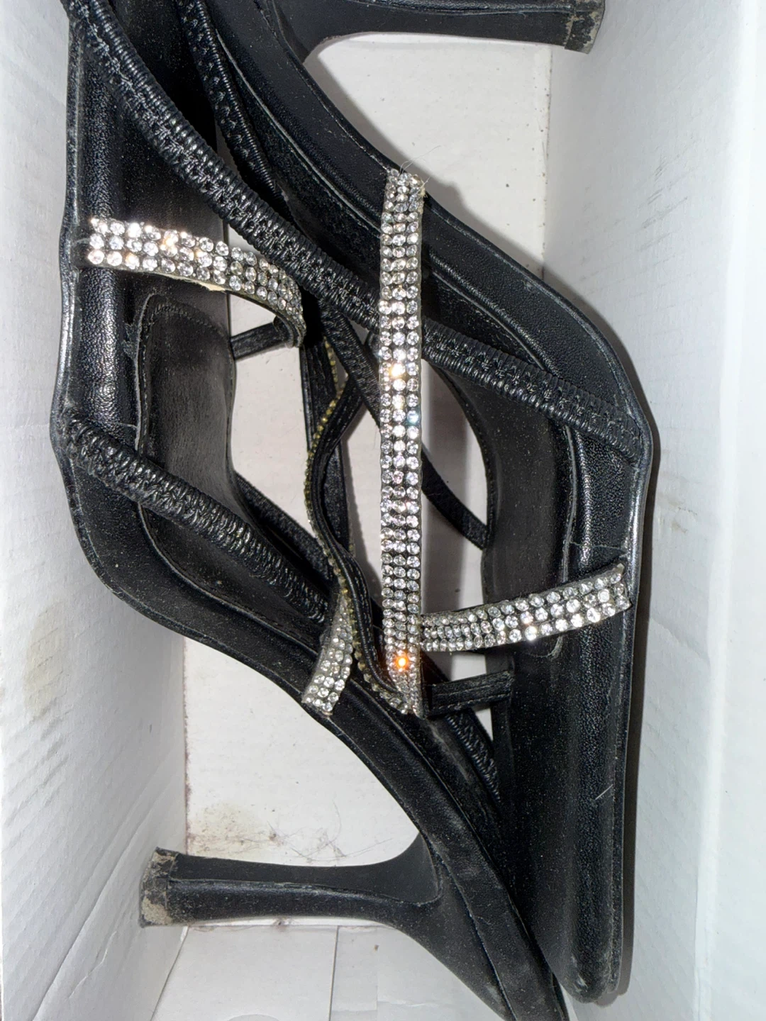 Black Strappy Heels with Rhinestones - Size 8.5 - photo 2