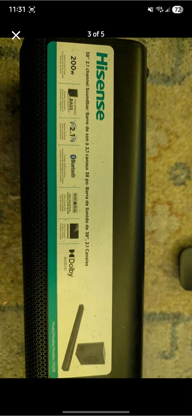 Hisense 38" 2.1 Channel Soundbar with Wireless Subwoofer - photo 2