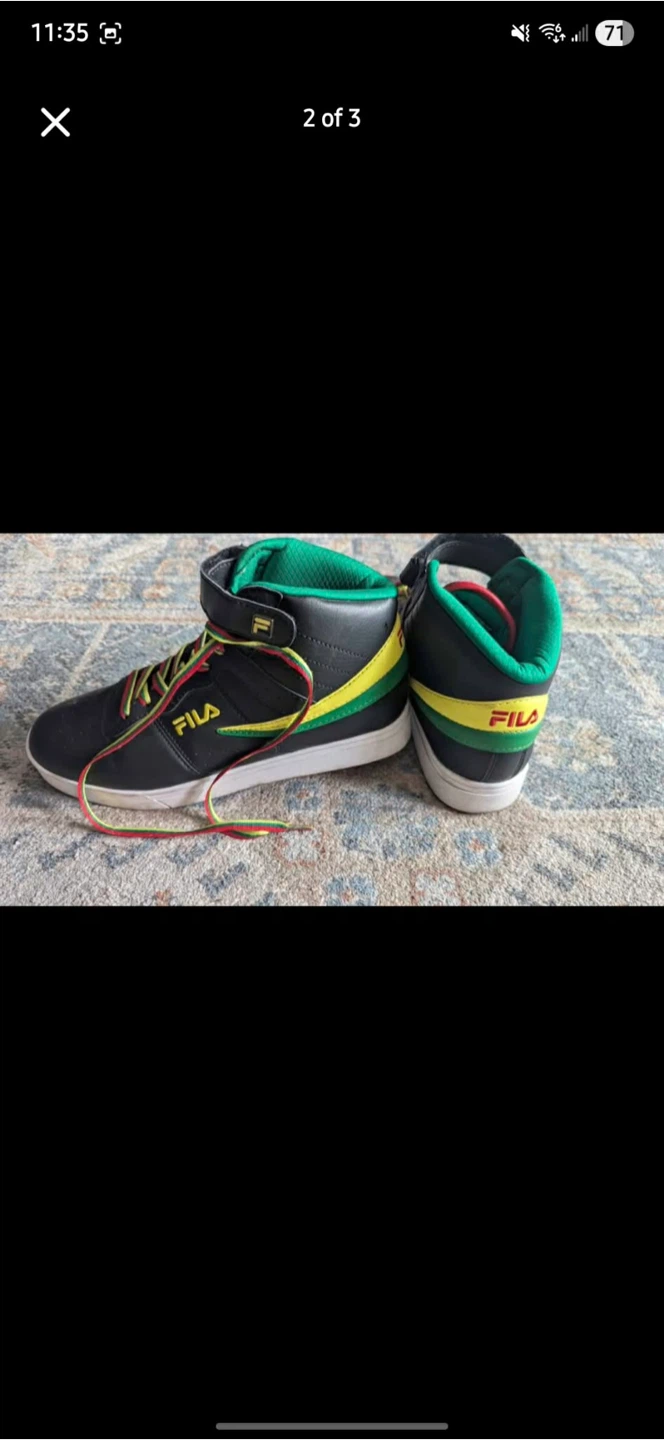 Fila High Top Sneakers - Black, Yellow, Red, Green - Size 9