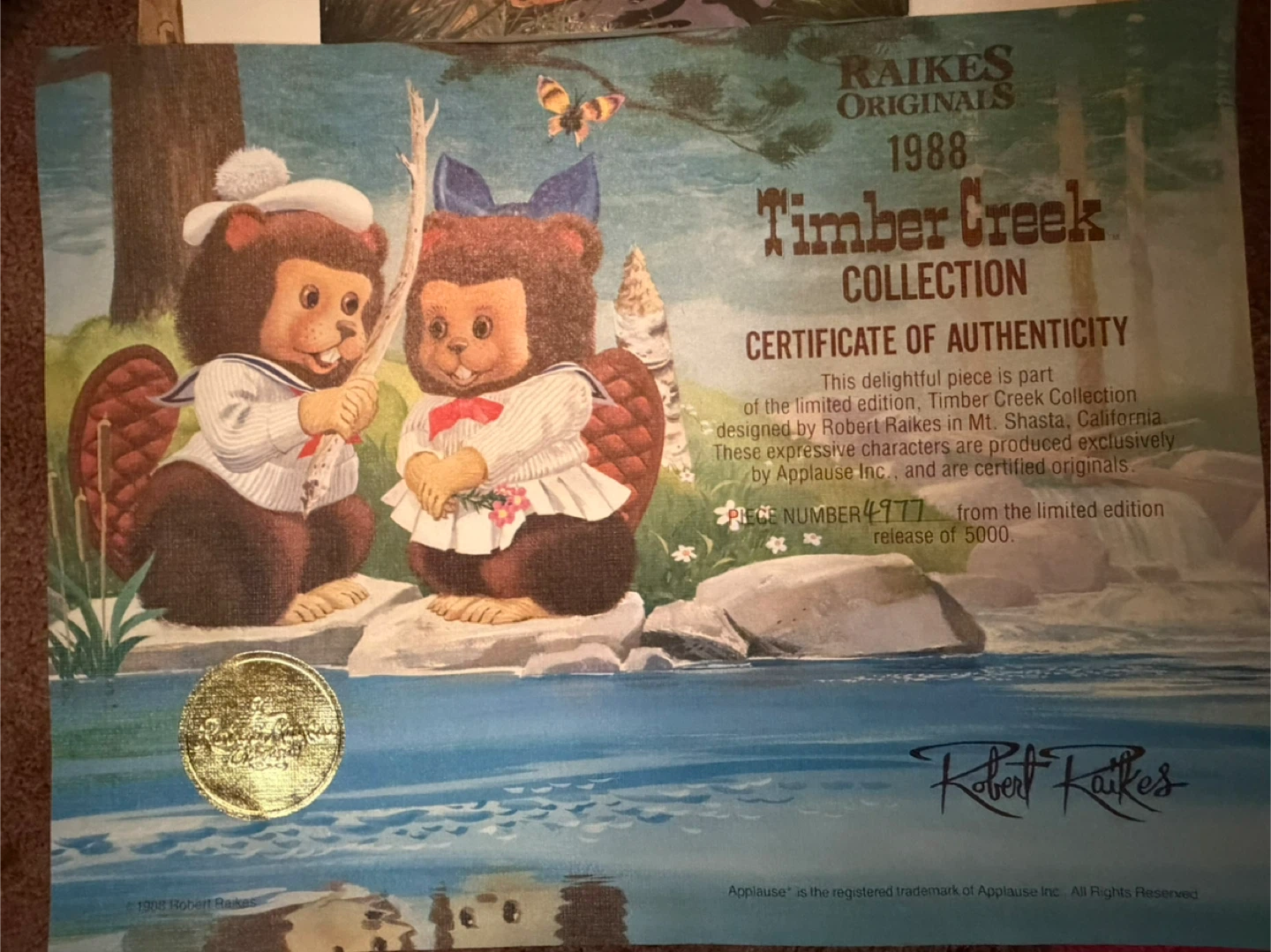 Raikes Originals 1988 Timber Creek Collection Beaver Plush Toy - photo 2