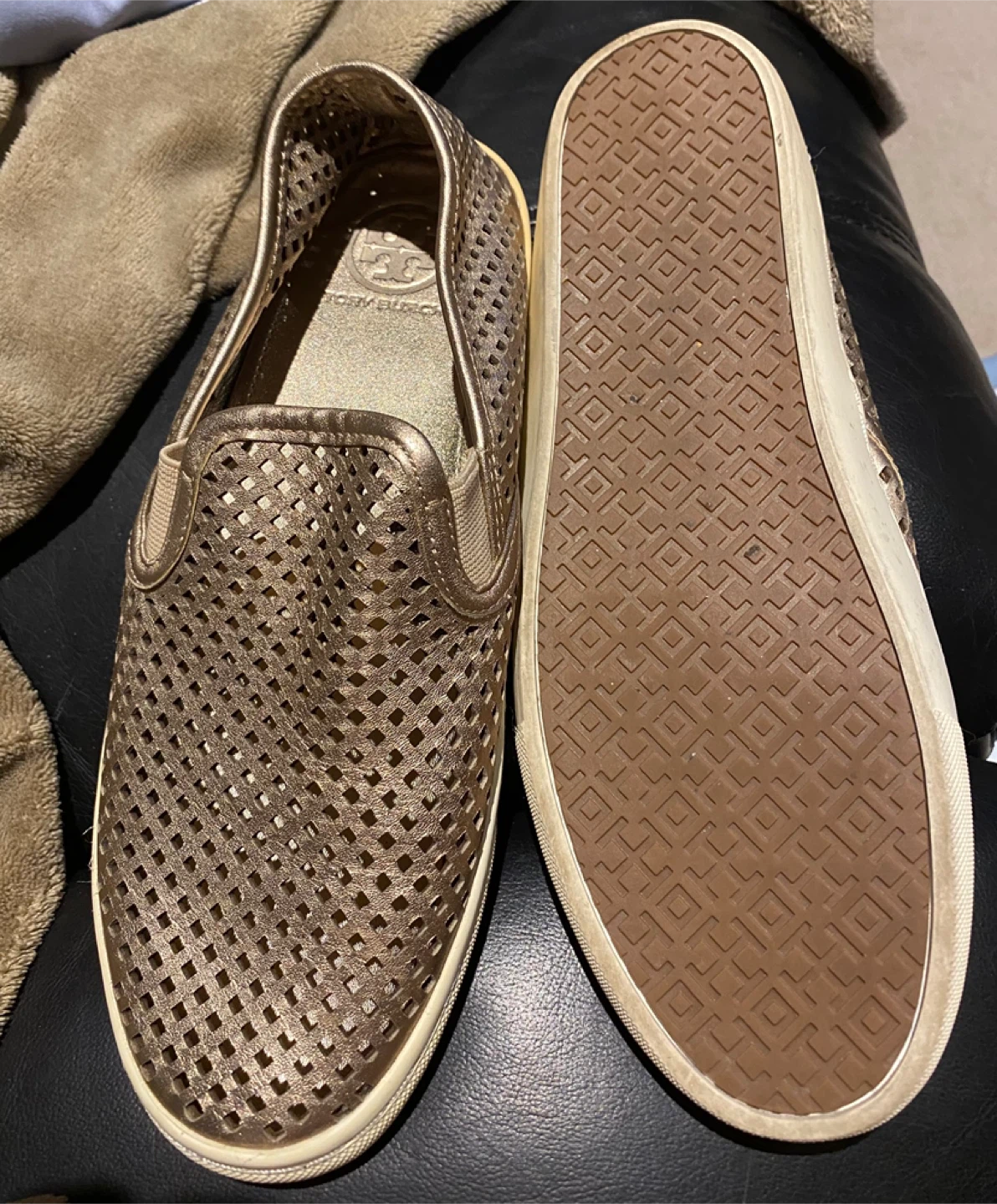 Tory Burch Gold leather Slip-On Shoes