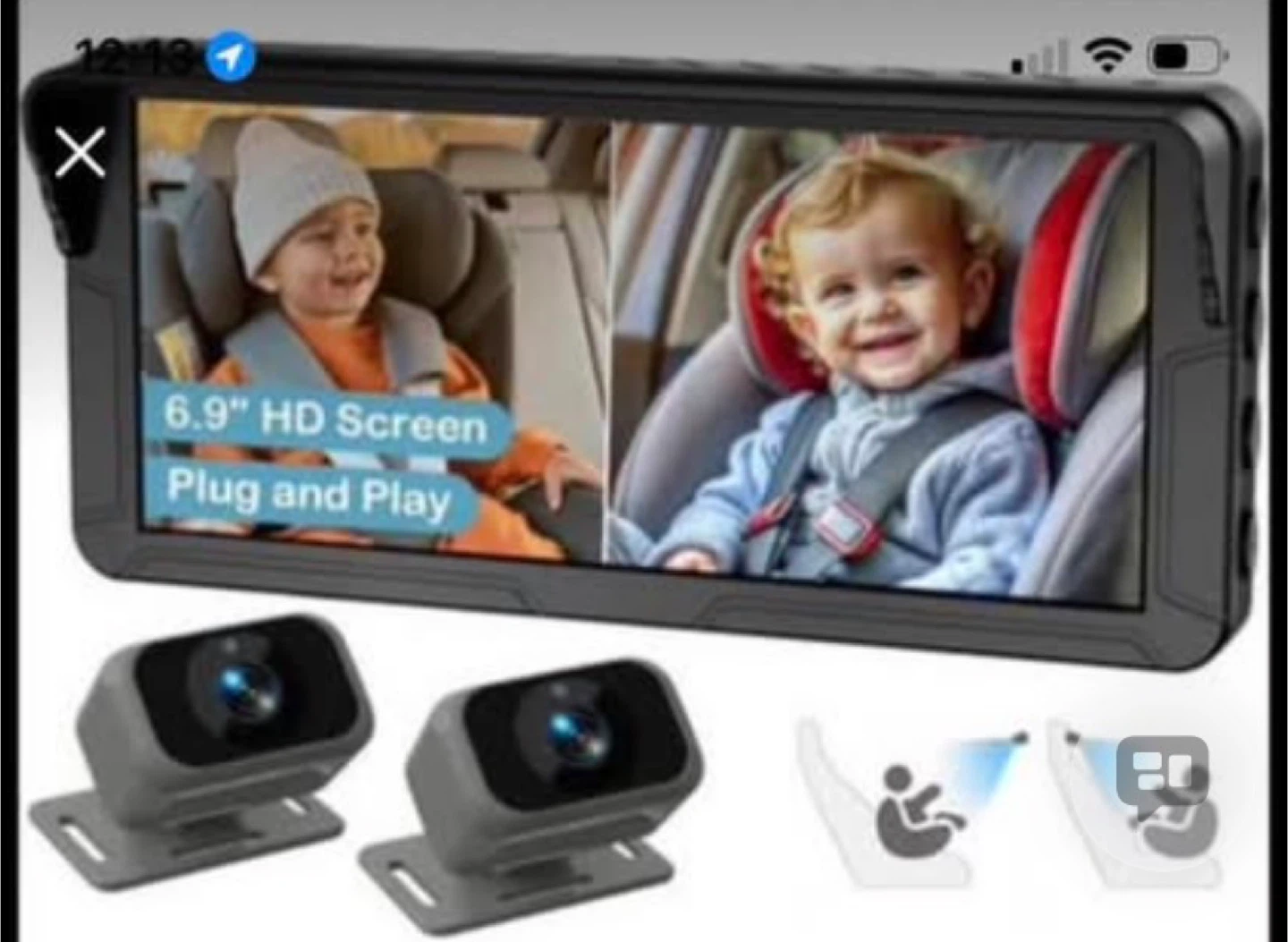 Car Baby Monitor with 6.9" HD Screen