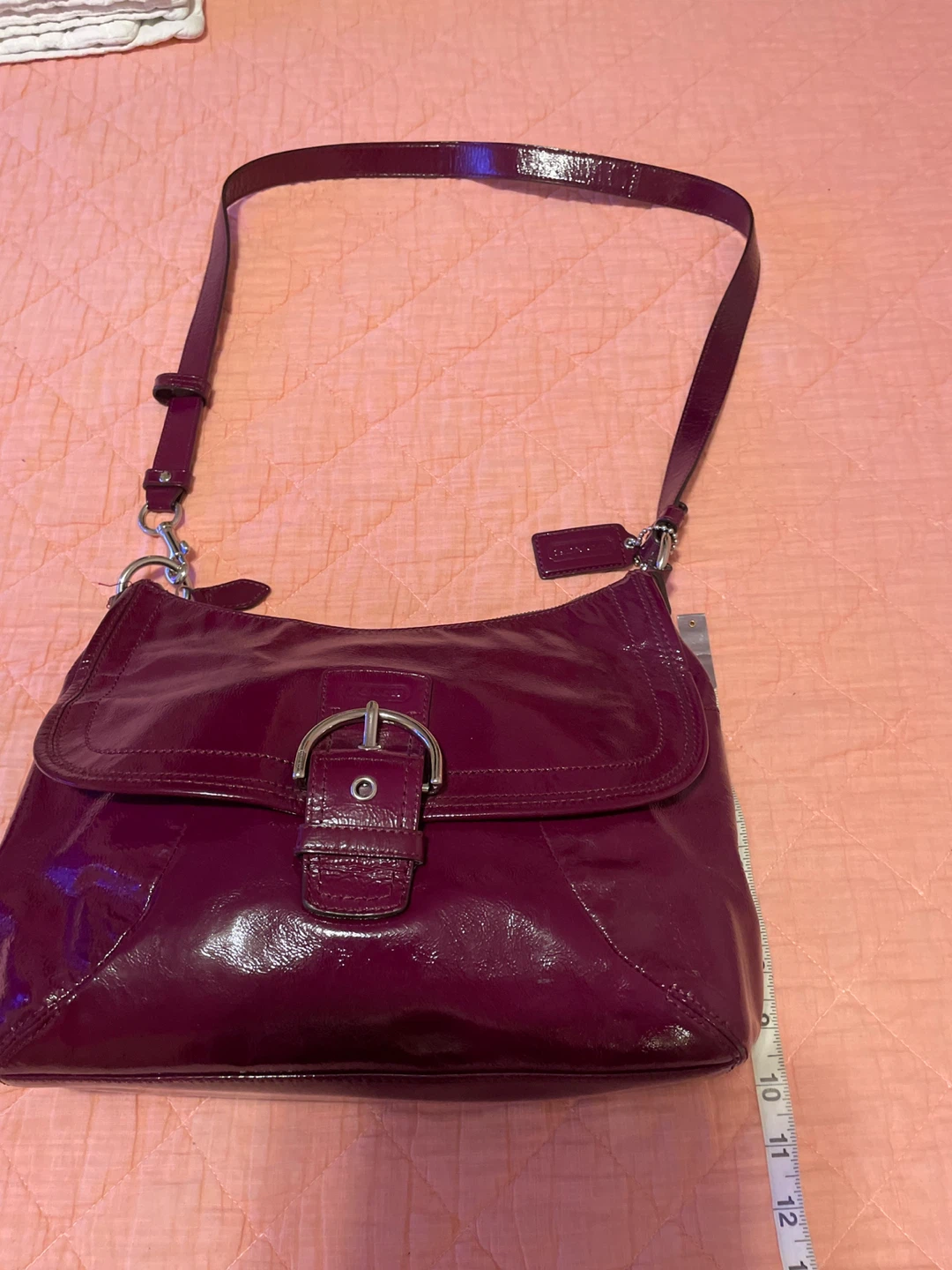 Coach Purple Patent Leather Shoulder Bag - photo 2