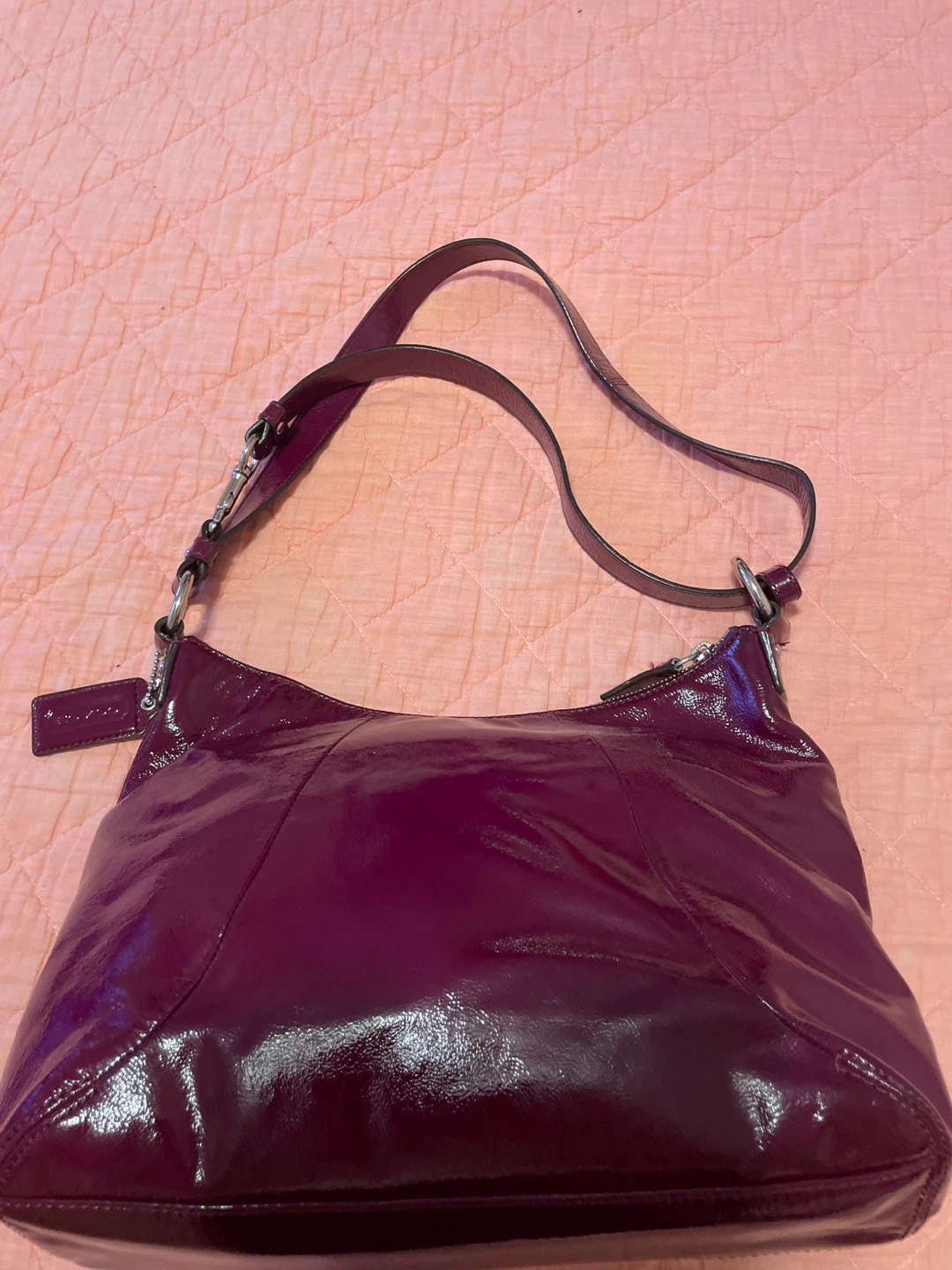 Coach Purple Patent Leather Shoulder Bag - photo 3