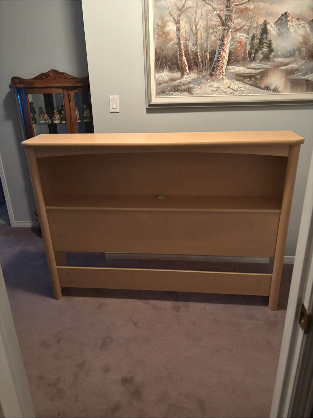 Wooden Headboard with Shelving