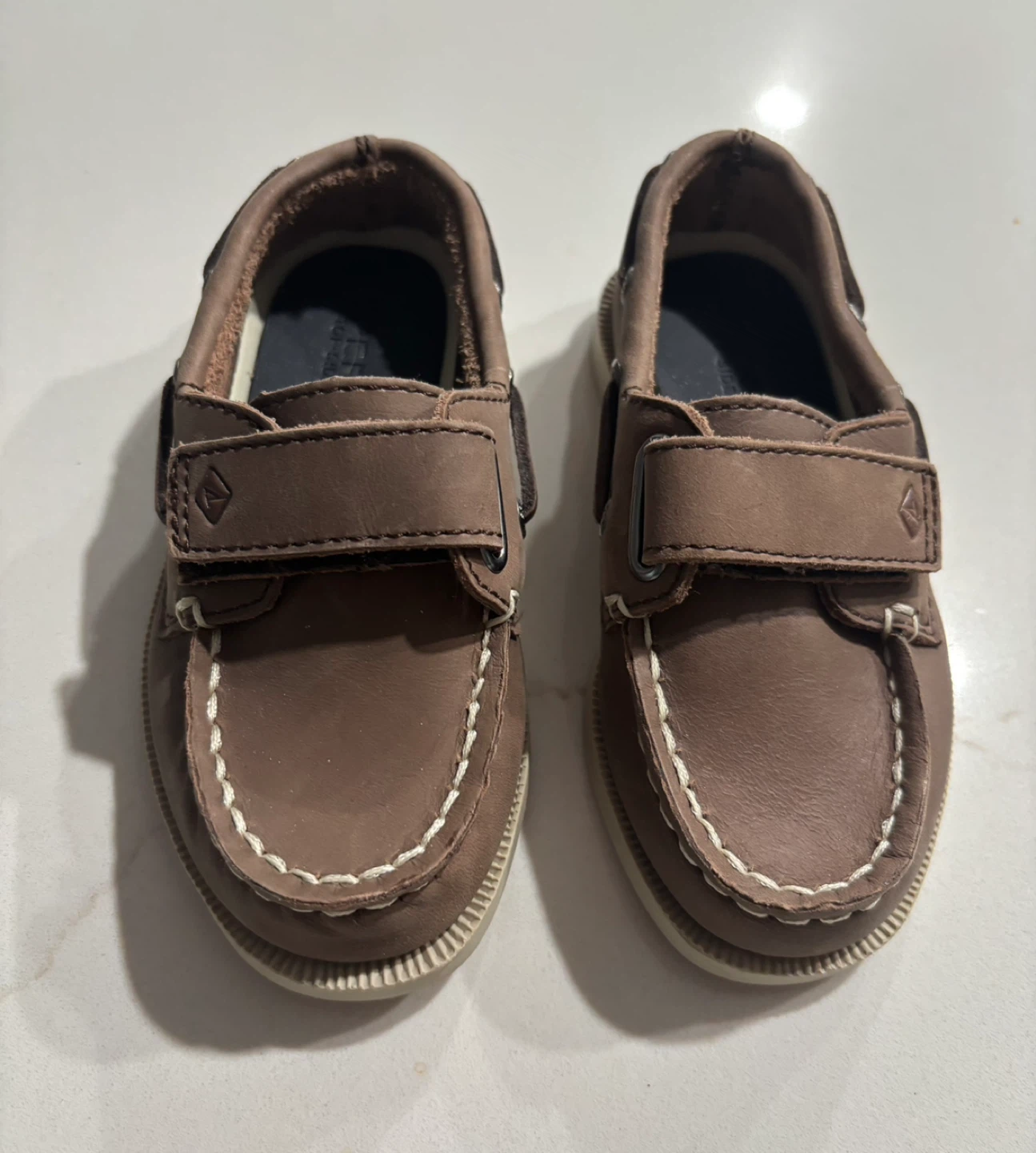 New Size 8M Sperry Top-Sider Brown Leather Boat Shoes (Toddler)
