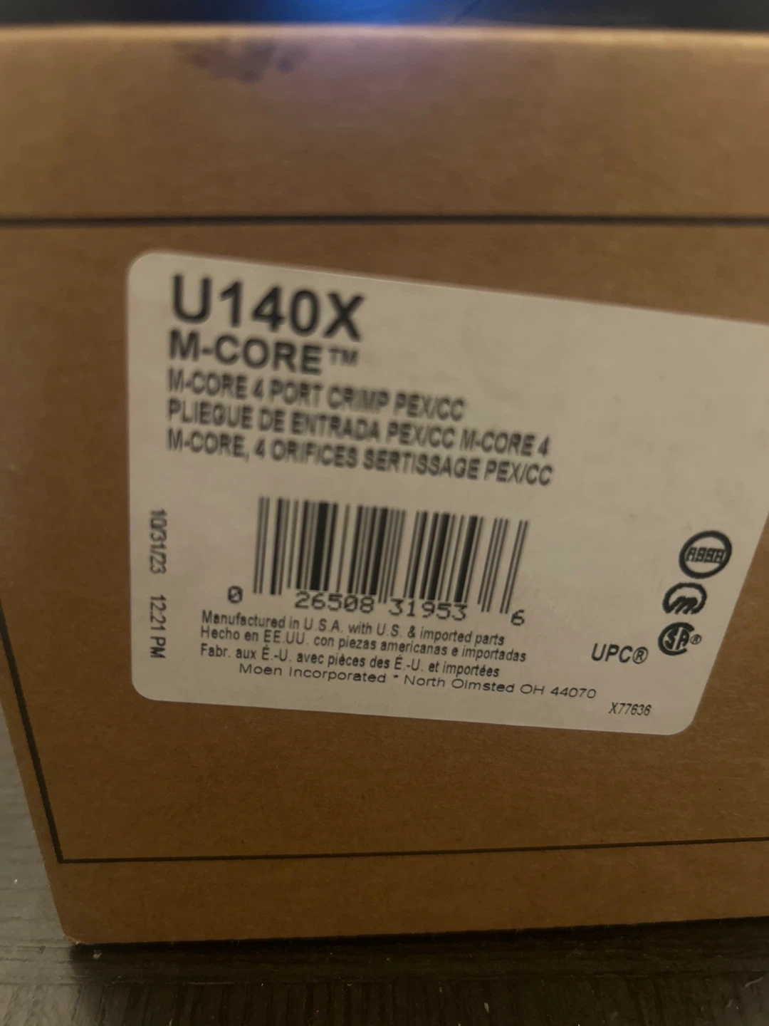 Moen U140X M-CORE 4 Port PEX/CC Valve
