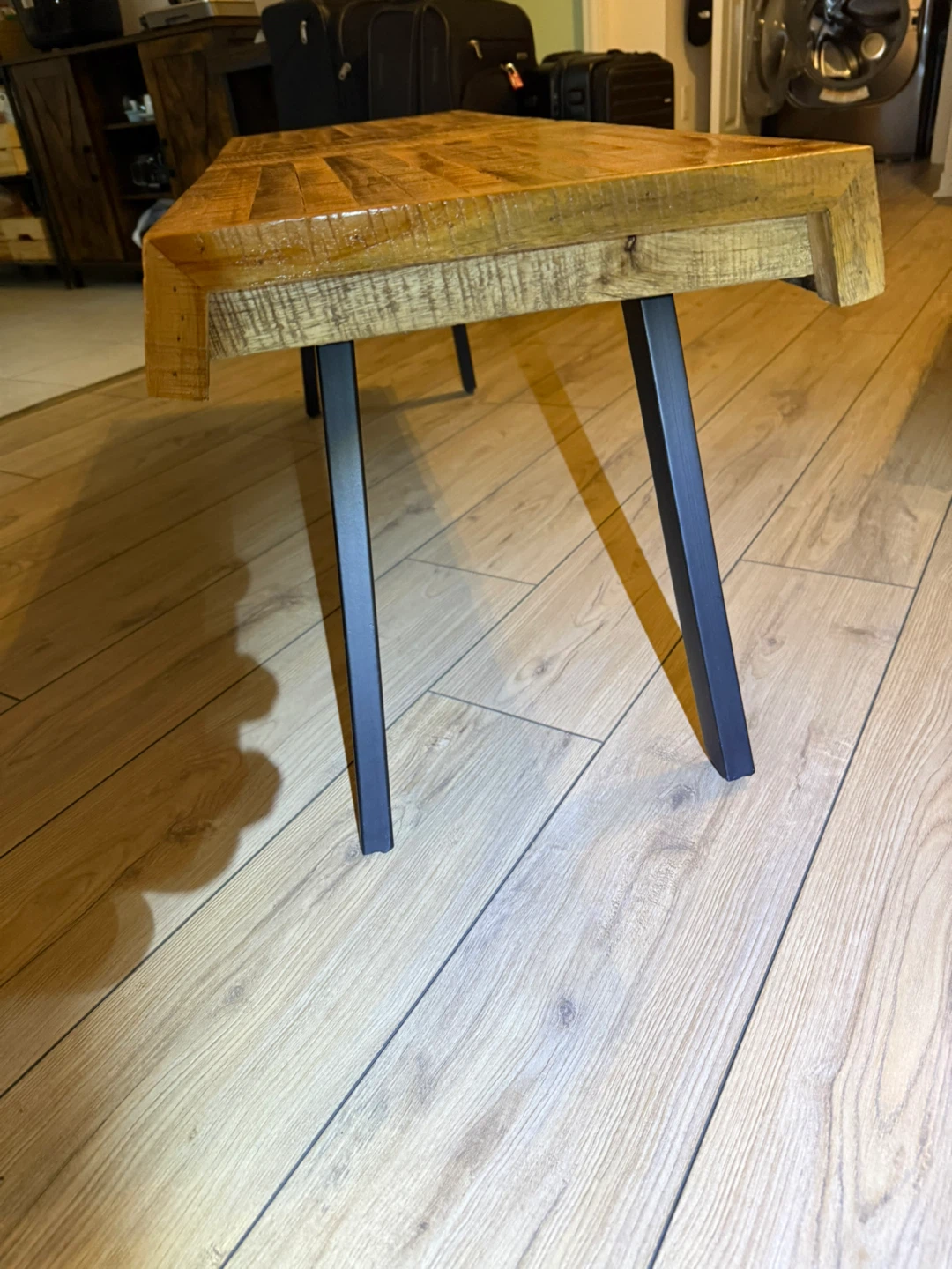 Wooden bench with Black Metal Legs - photo 4