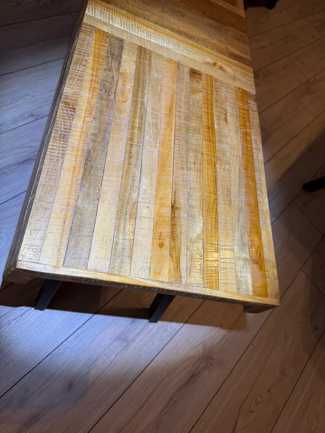Wooden bench with Black Metal Legs - photo 3