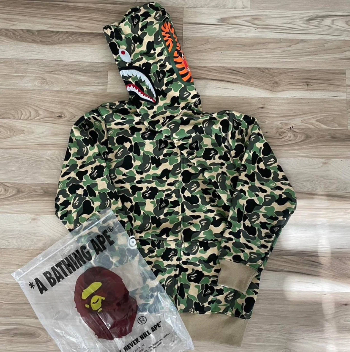 BAPE Green Camo Shark Full Zip Hoodie – All Sizes - photo 3